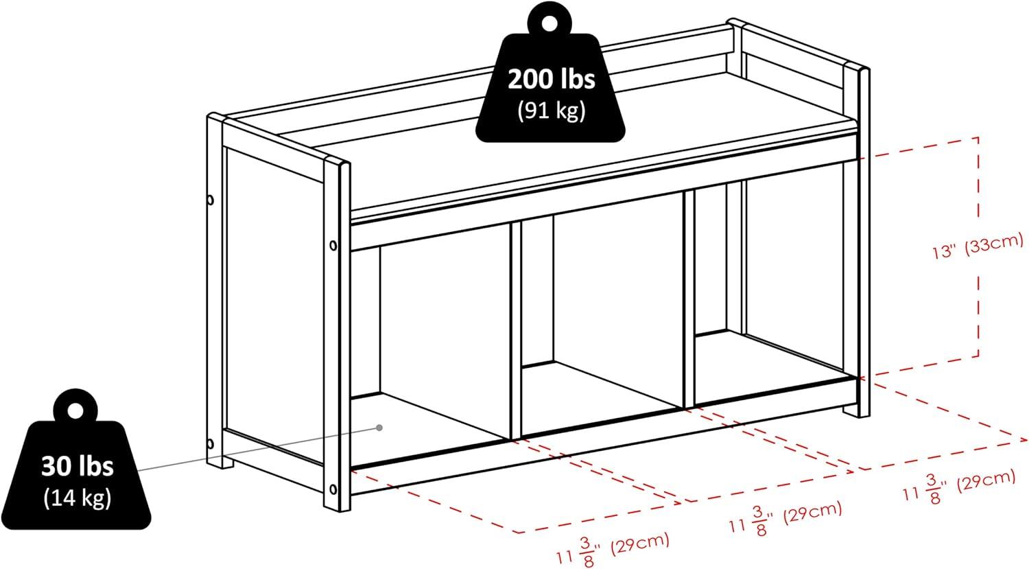 Espresso Transitional Storage Bench with Three Cubbies