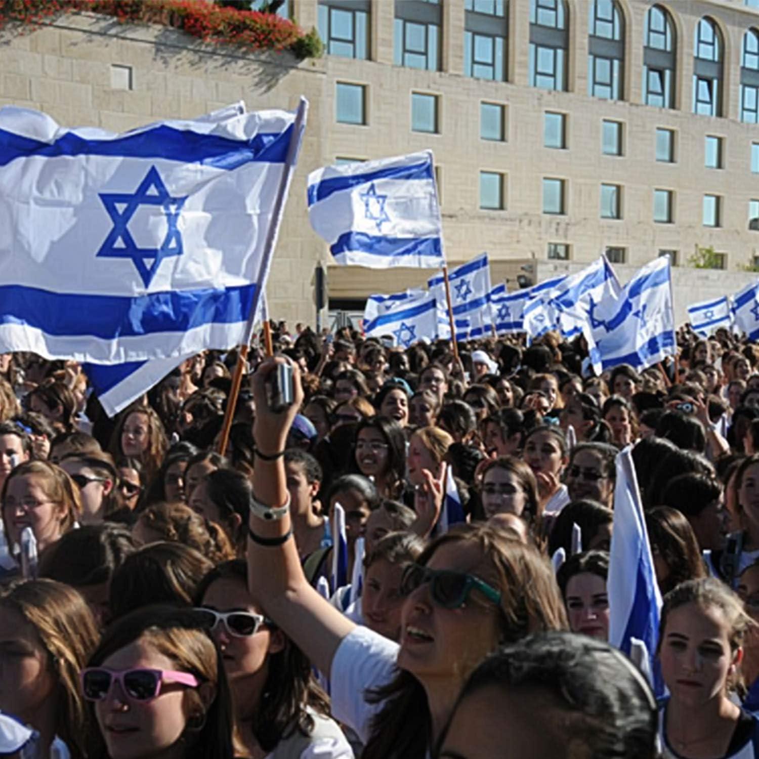 Mini Israeli Flags with Plastic Poles, 12 Pack