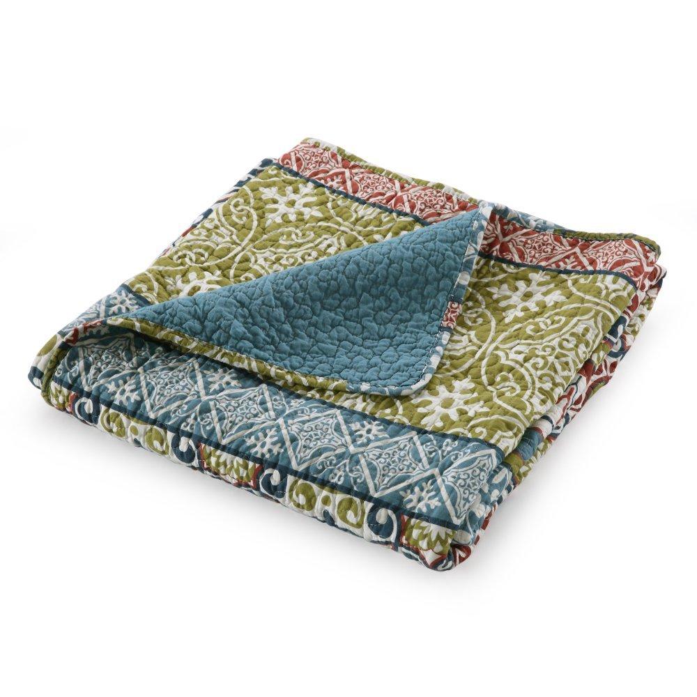 Greenland Home Fashions 50"x60" Shangri-La Throw Blanket: Quilted Abstract Cotton, Woven, Multicolored, All Ages
