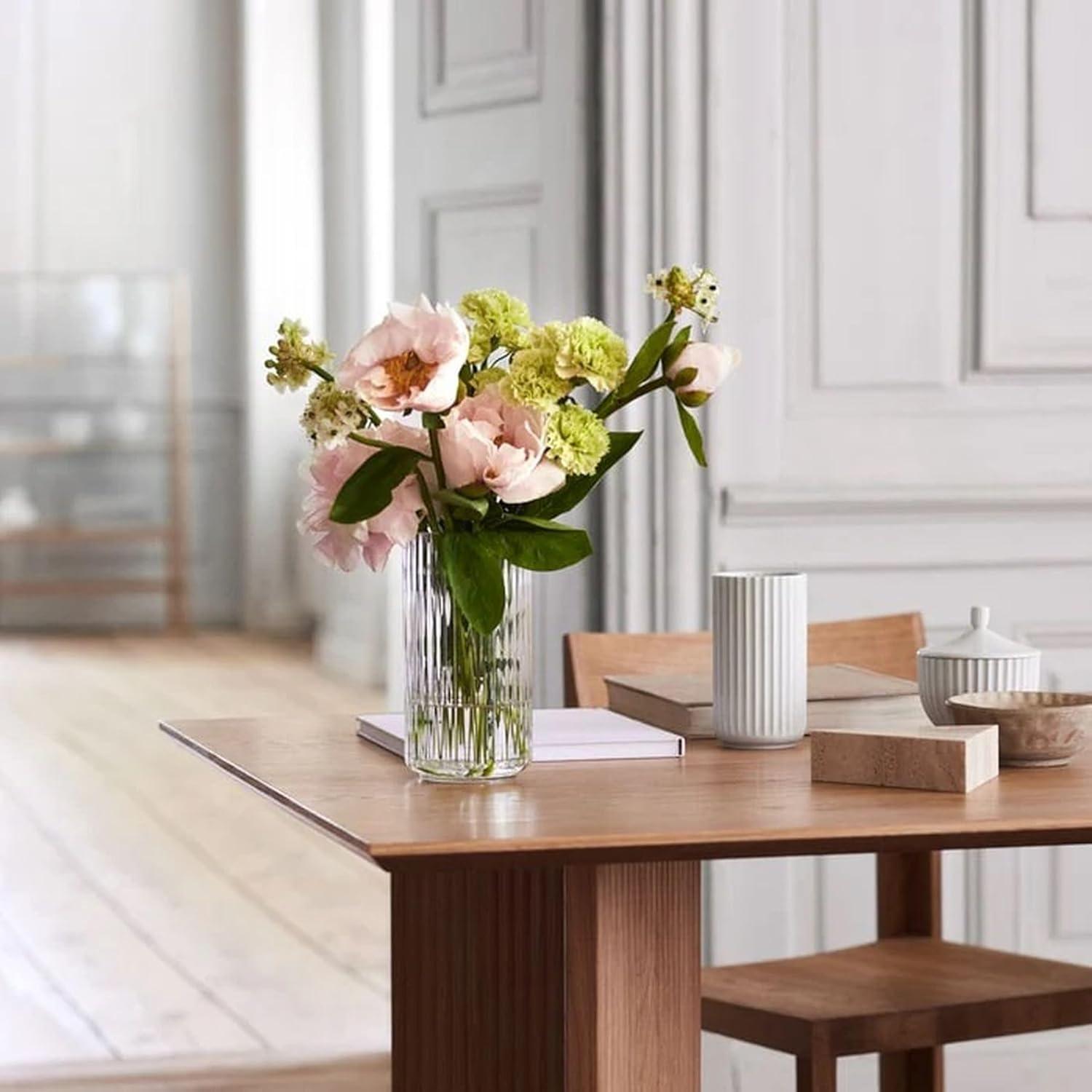 Elegant White Porcelain Fluted Table Vase
