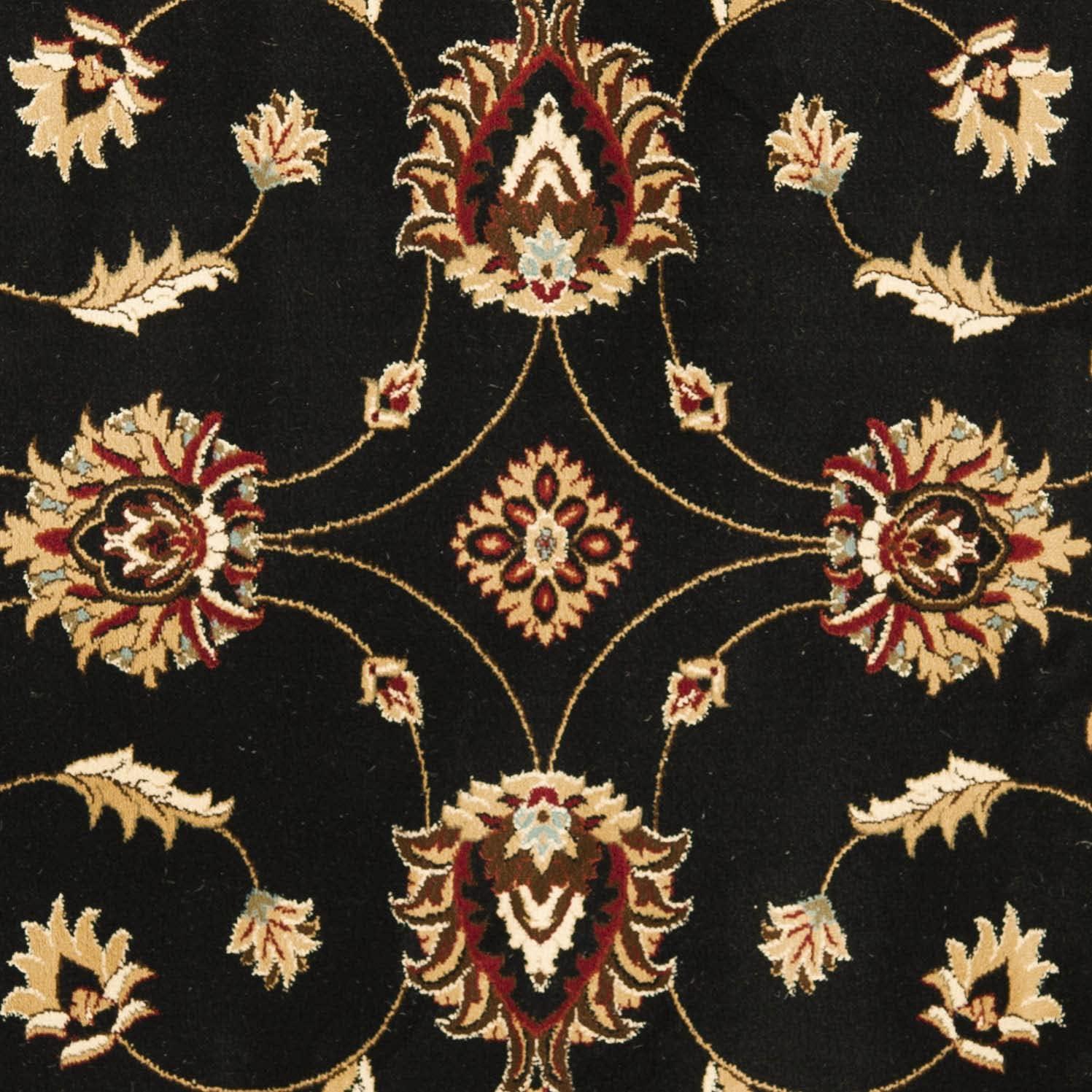 SAFAVIEH Lyndhurst Miah Floral Border Area Rug, Black/Ivory, 6'7" x 6'7" Square