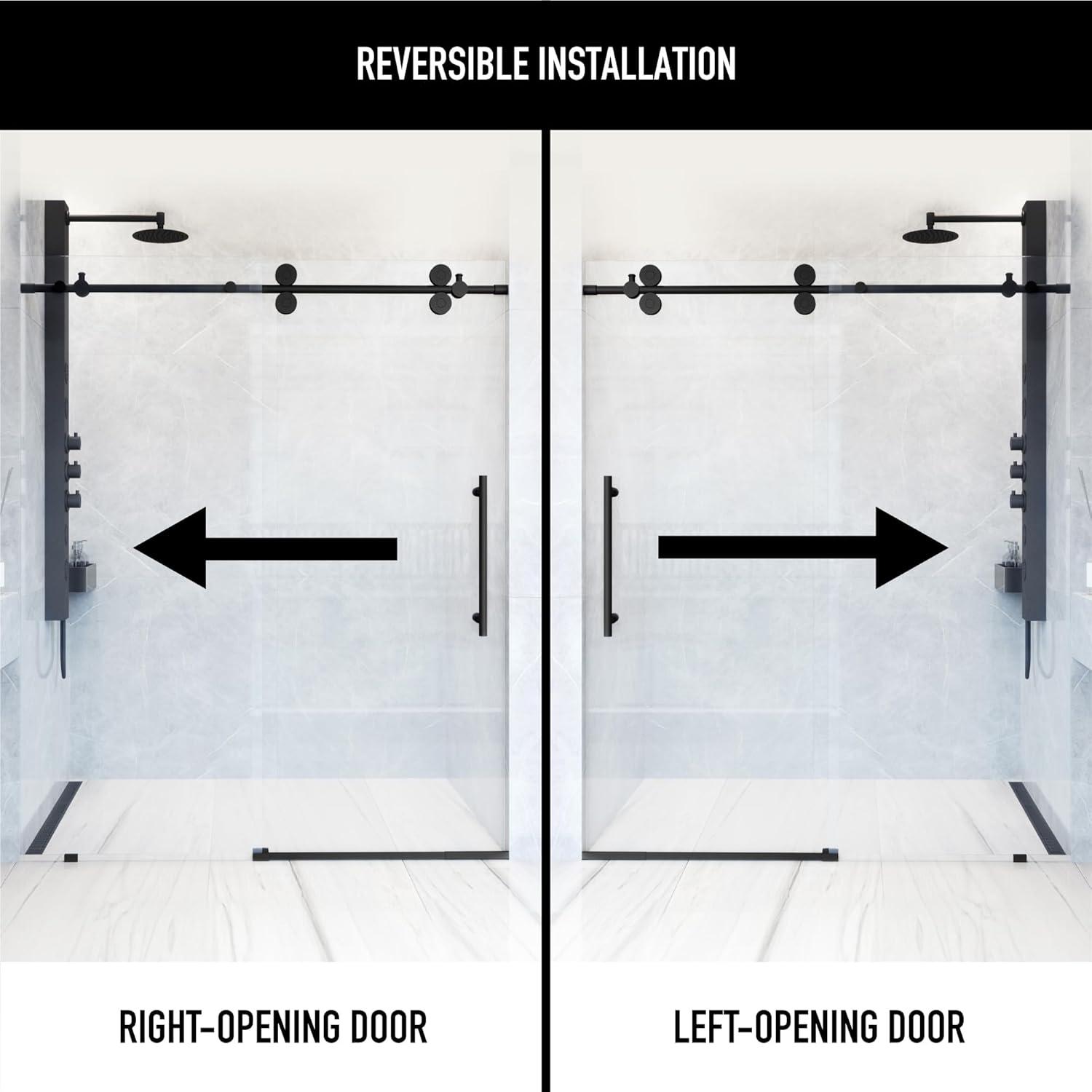 Elan 60-64" W x 74" H Sliding Frameless Shower Door with 3/8" Clear Glass