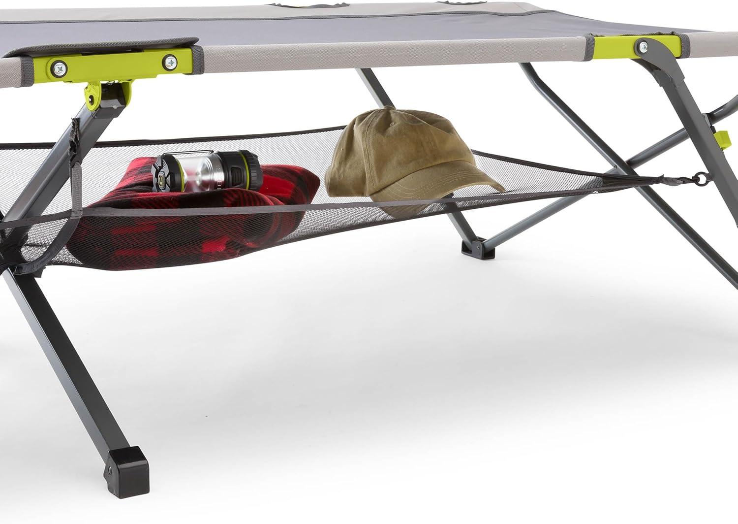 Gray Heavy Duty Folding Camping Cot with Side Table