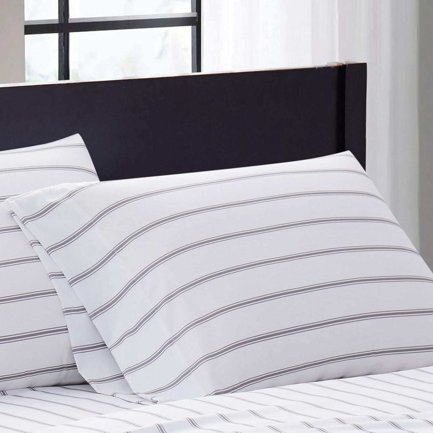 Truly Soft Ticking Stripe Microfiber Plaid Sheet Set