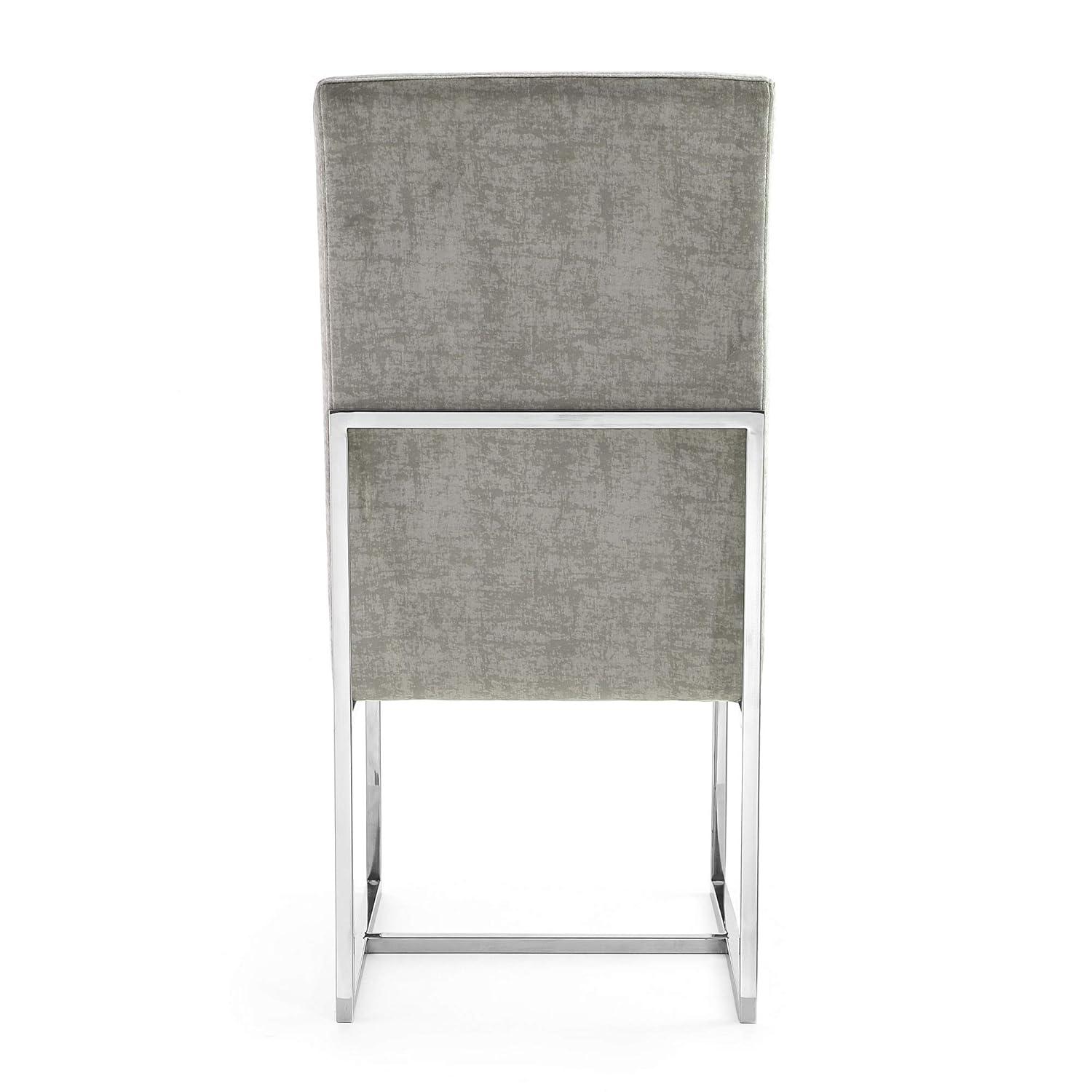 Element Velvet Dining Chair Steel - Manhattan Comfort: High-Back, Armless, Stainless Steel Base