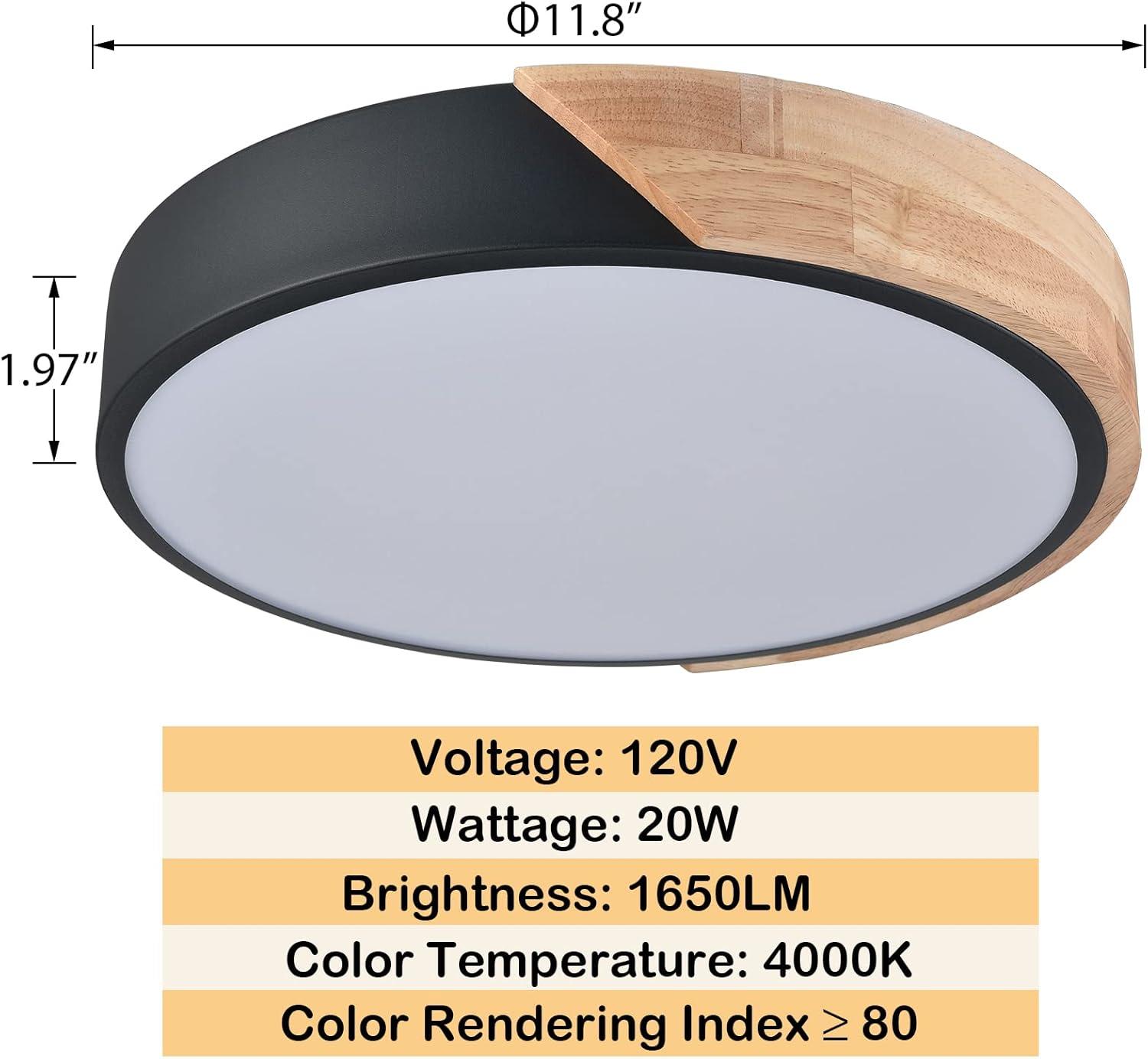 Modern Black LED Flush Ceiling Light 2-Pack