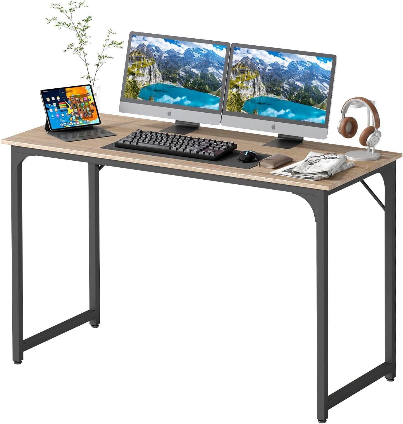 BestOffice 47.2 inches Computer Desk,Modern Simple Style PC Desk with Metal Frame，Nature