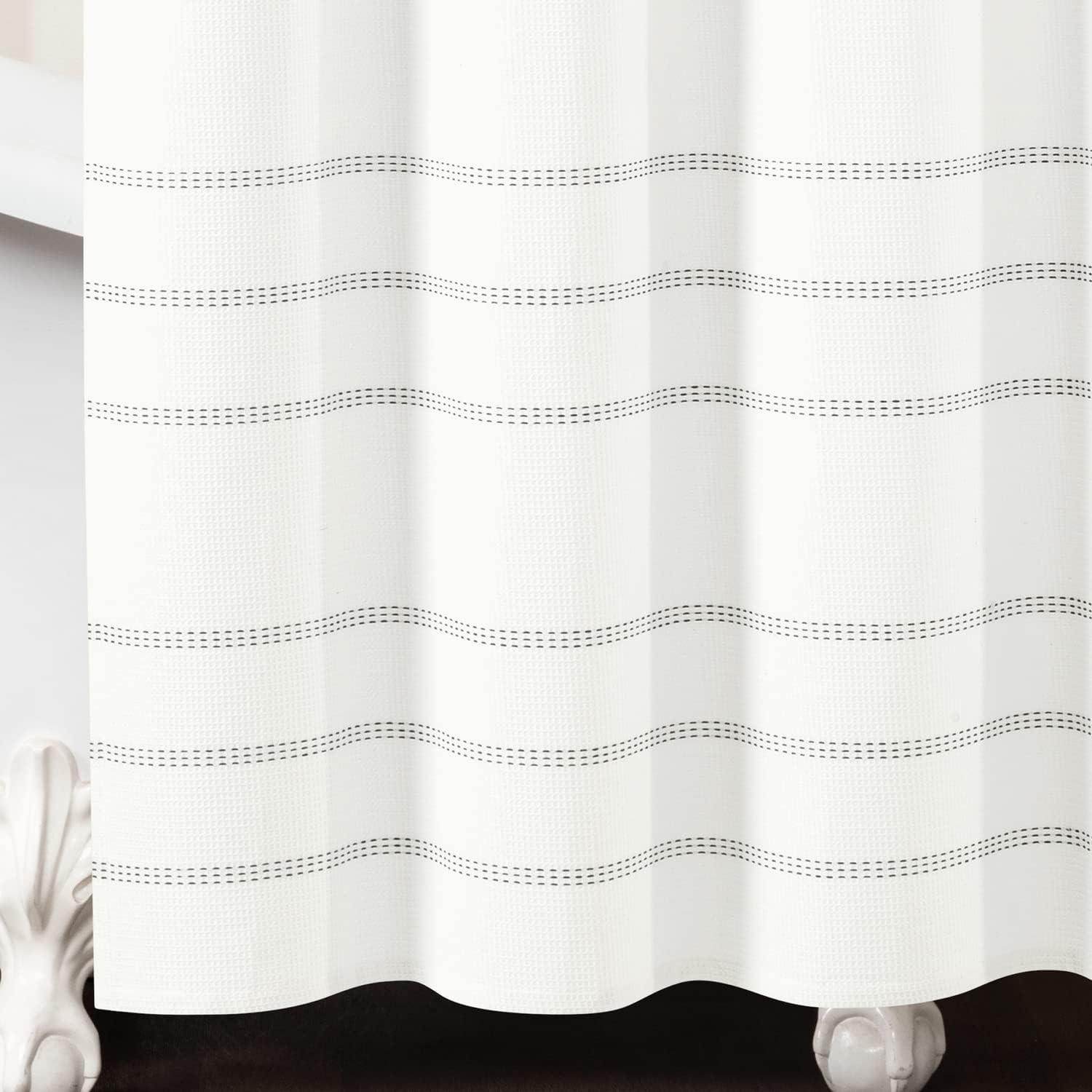 Cotton Blend Striped Shower Curtain