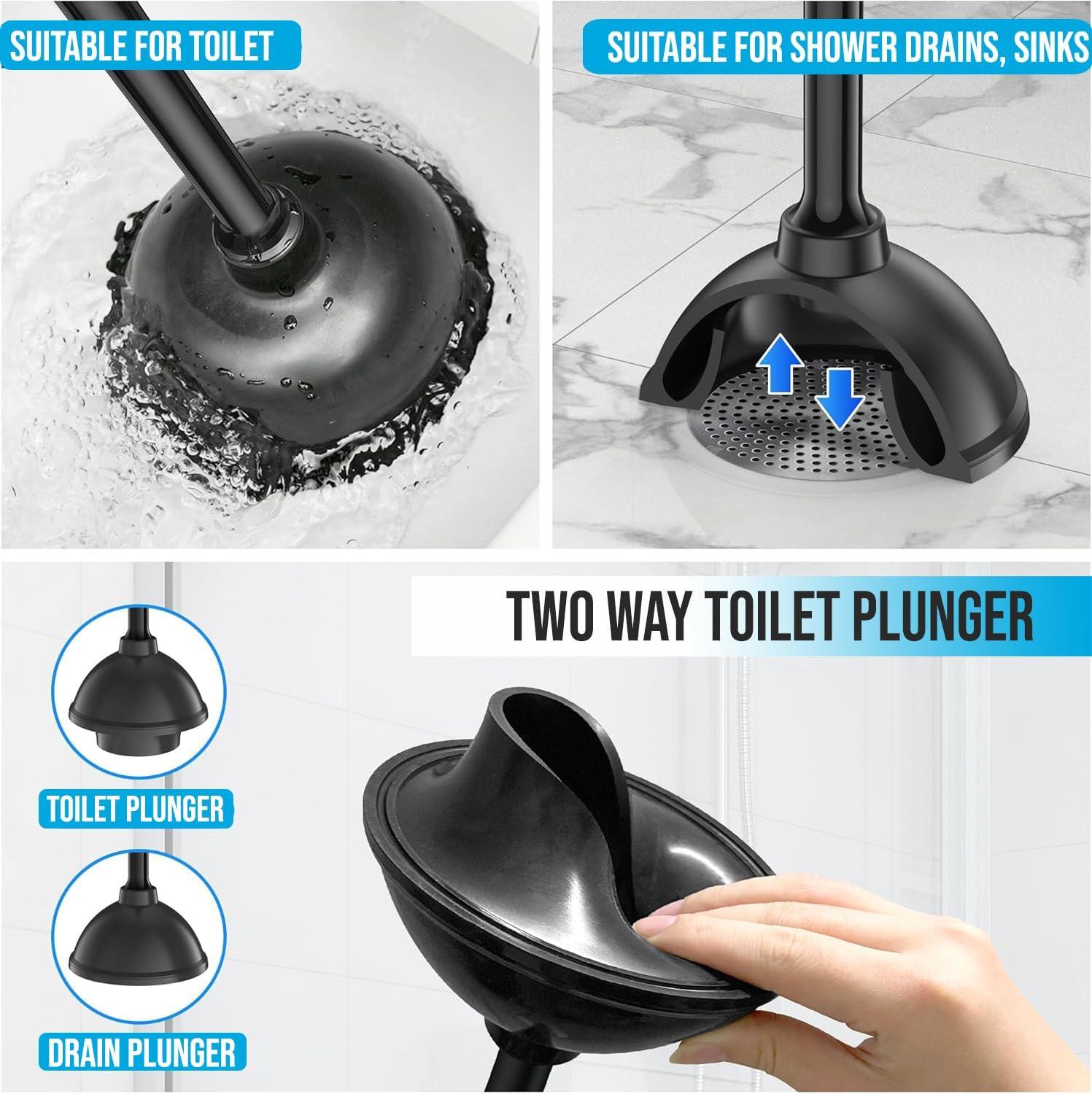 SRIAA Toilet Brush Plunger Set-Bathroom Cleaning Tools, Detachable & Extended Handles, Cleaning Brush and Bathroom Supplies.