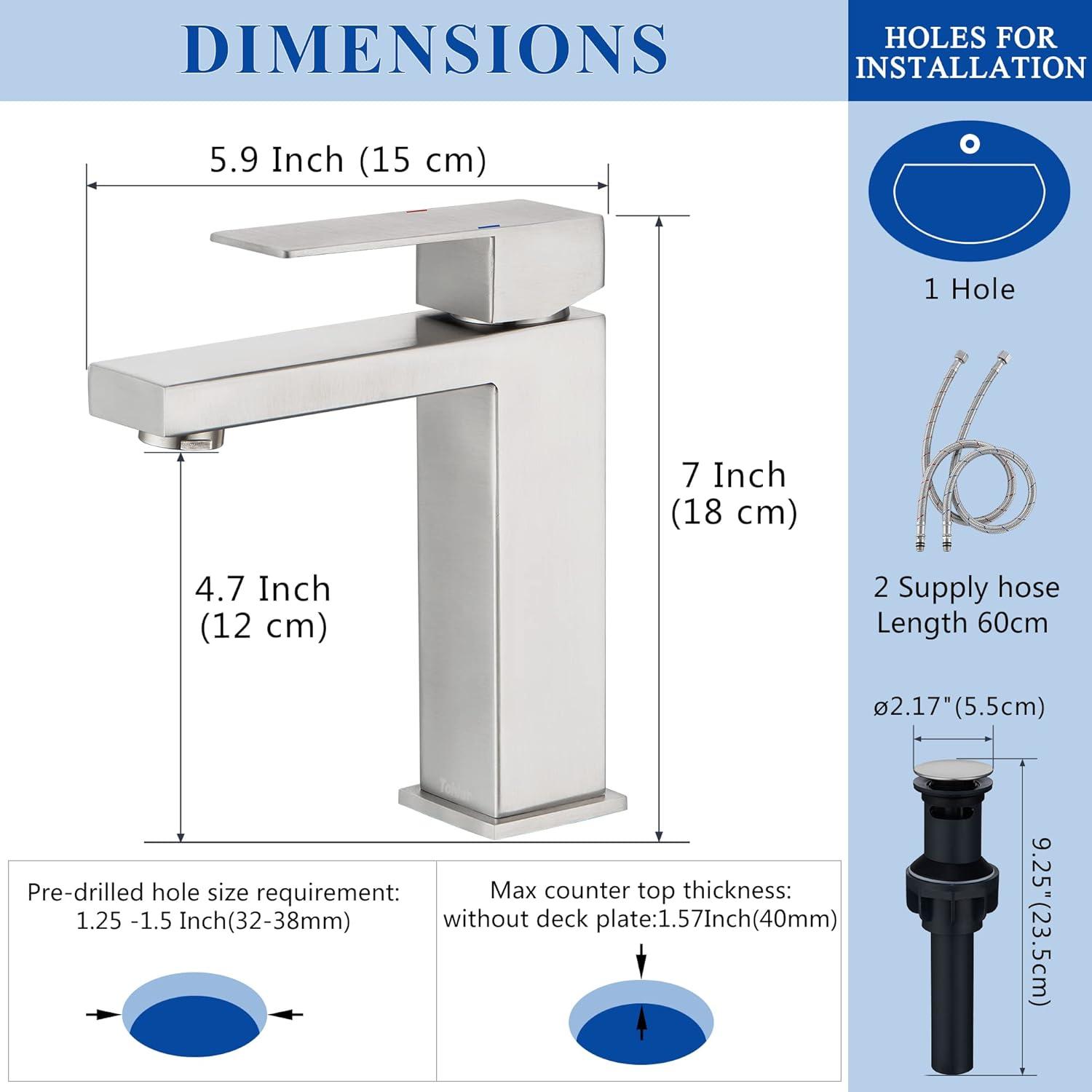 Single Hole Single Handle Bathroom Faucet 1.5 GPM