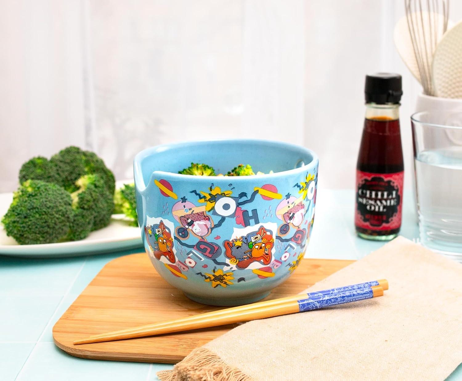 Silver Buffalo Adventure Time Toss Print 20-Ounce Ramen Bowl and Chopstick Set