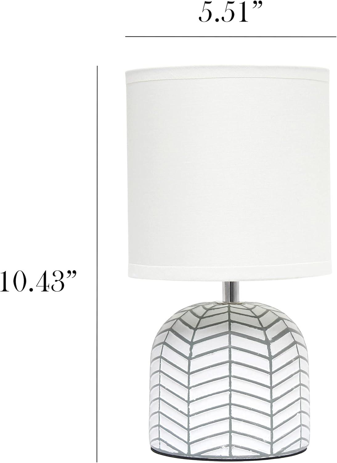 10.43" Petite Contemporary Webbed Waves Base Bedside Lamp with White Drum Shade - Simple Designs: ETL Listed, No Assembly Required