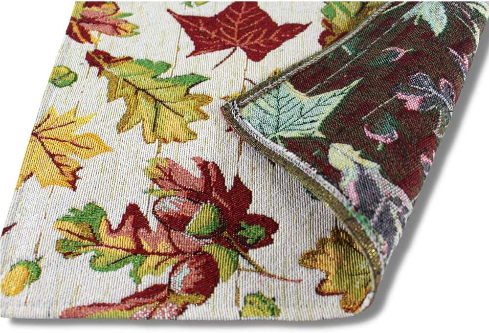 Serafina Home Autumn Leaf Placemats, Falling Leaves Set of Six (6) Colorful Tapestry Weave Fabric, for Holiday's, Thanksgiving, Autumn and Fall