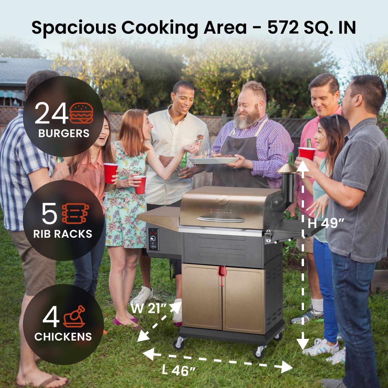 Z GRILLS Upgraded Wood Pellet Grill with PID Controller, 8-in-1, 572 sq in Cooking Area