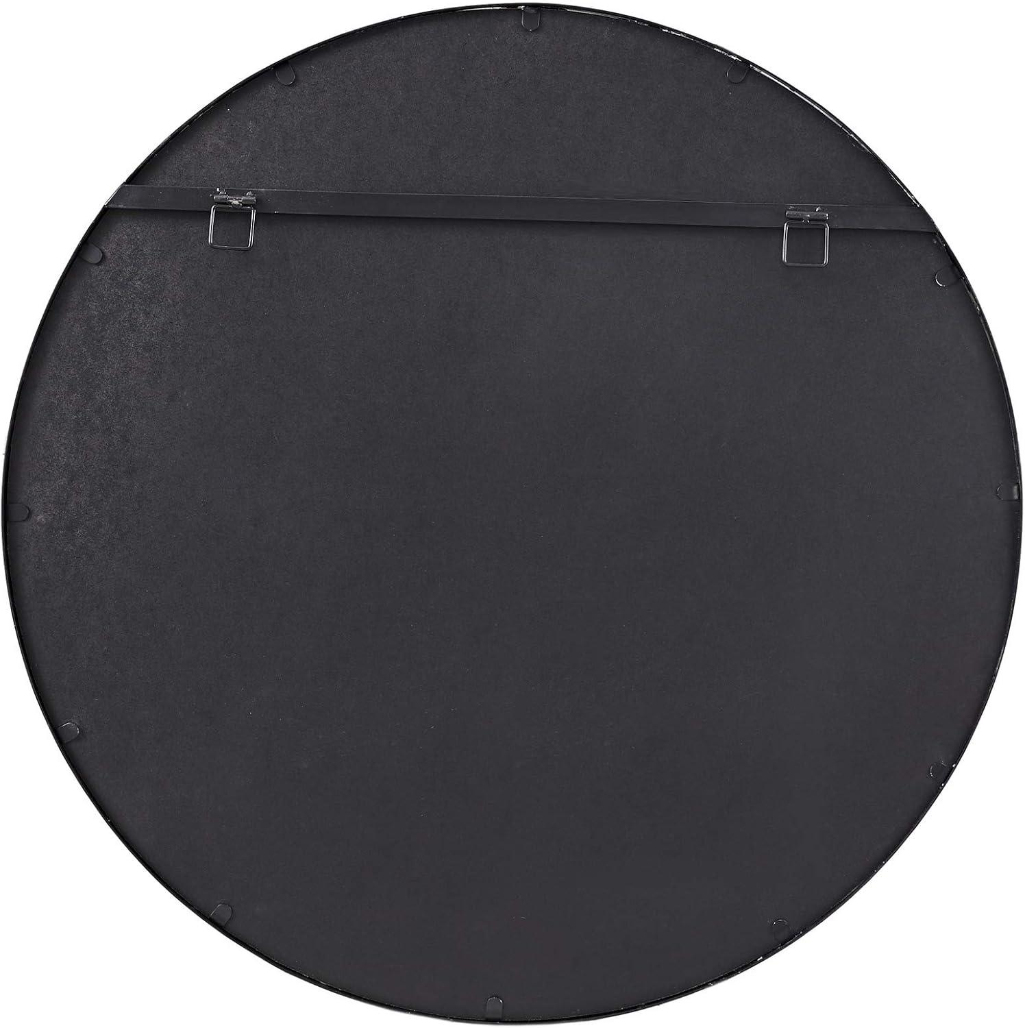 Katonah Round Black Iron Framed Wall Mirror