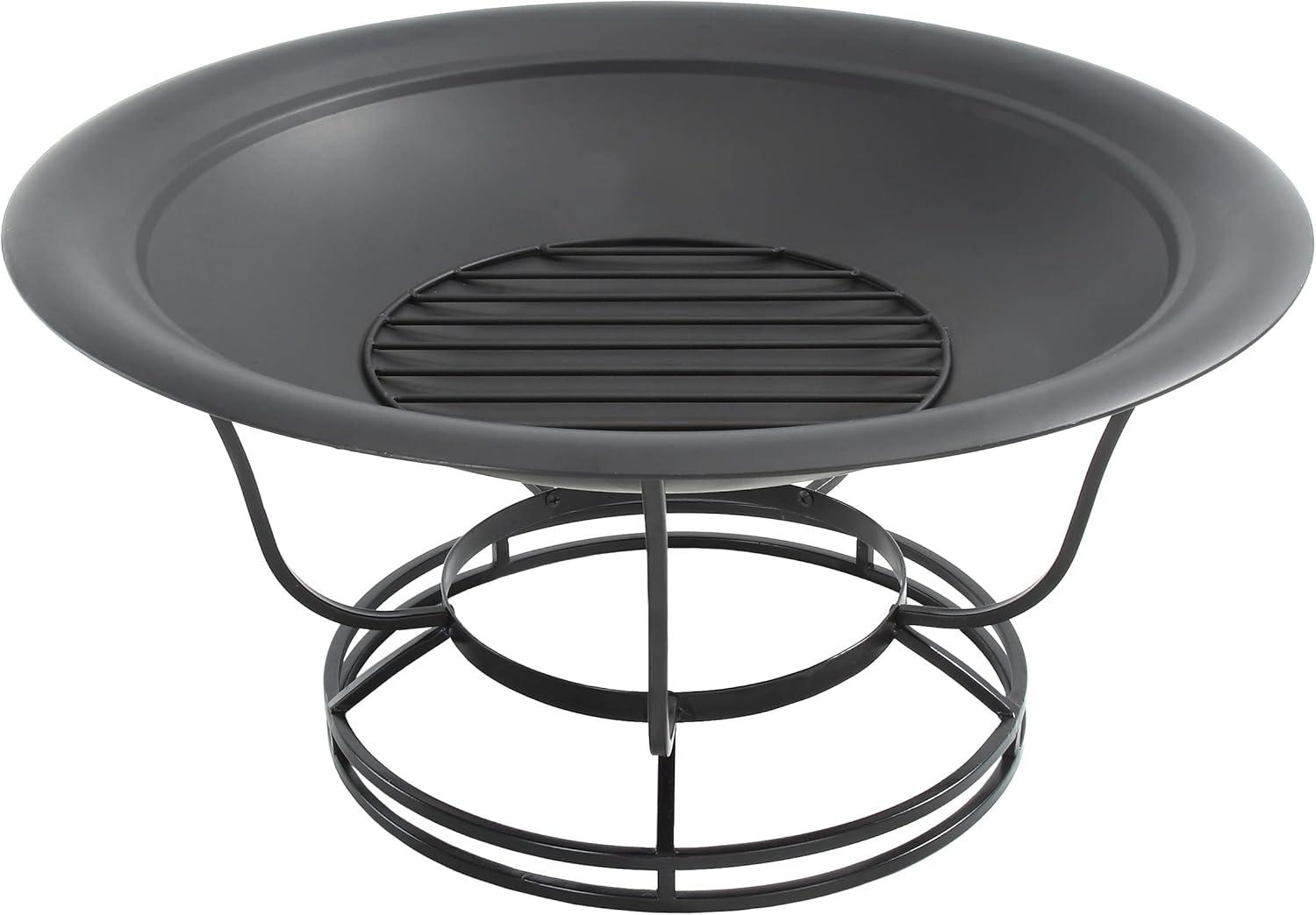 Buckner Firepit - Black - Crosley: Steel Construction, Mesh Guard, Poker & Cover Included