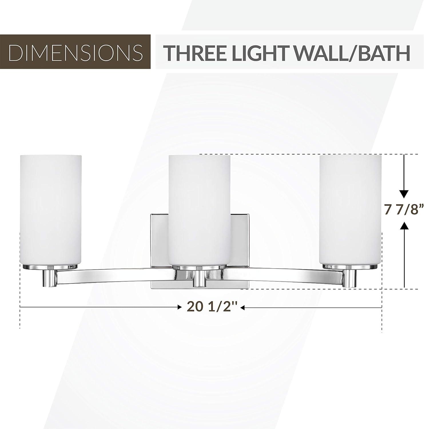 Chrome 3-Light Vanity with Etched Glass Shades