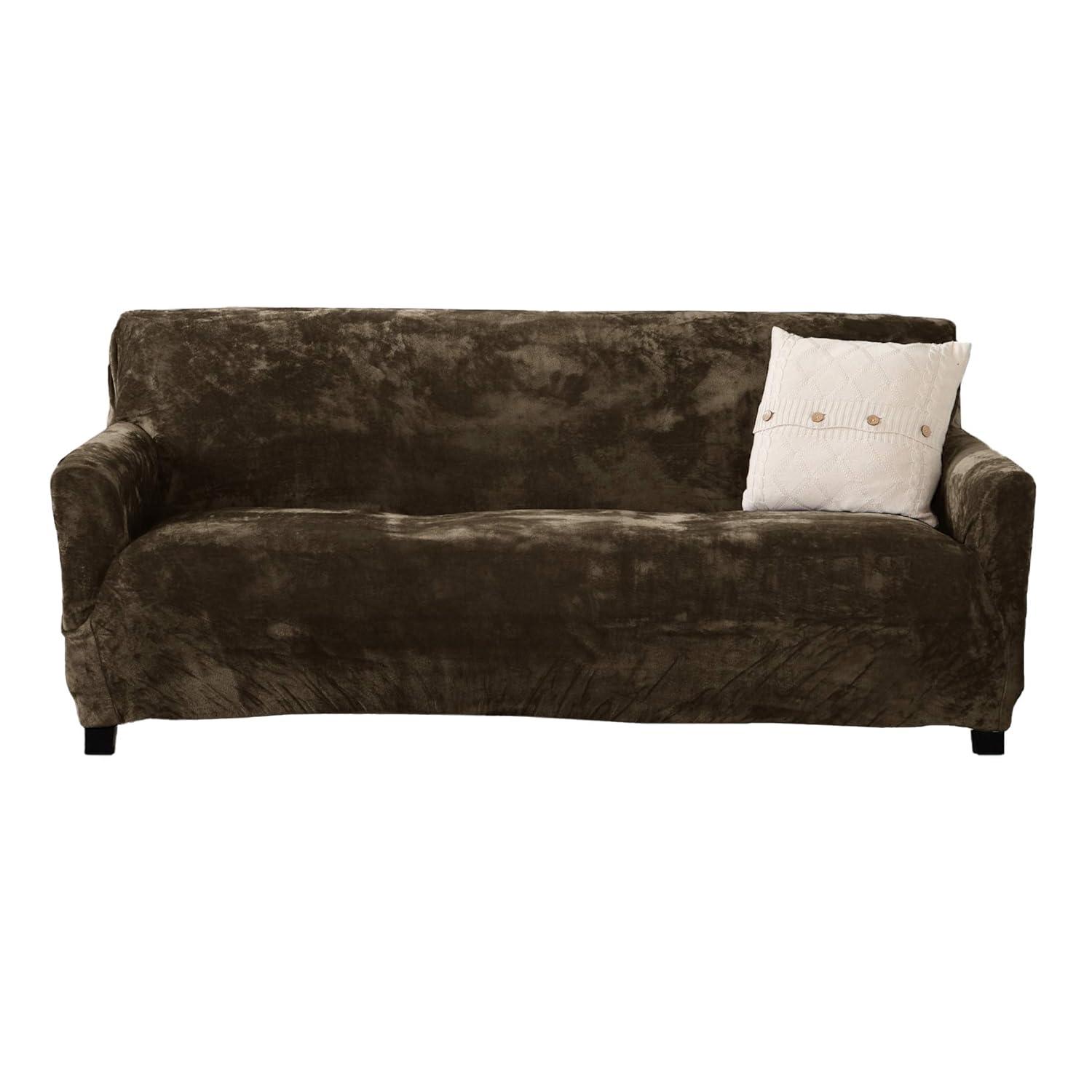 Great Bay Home Stretch Velvet-Plush Washable Sofa Slipcover (Sofa XL, Wild Dove Grey)