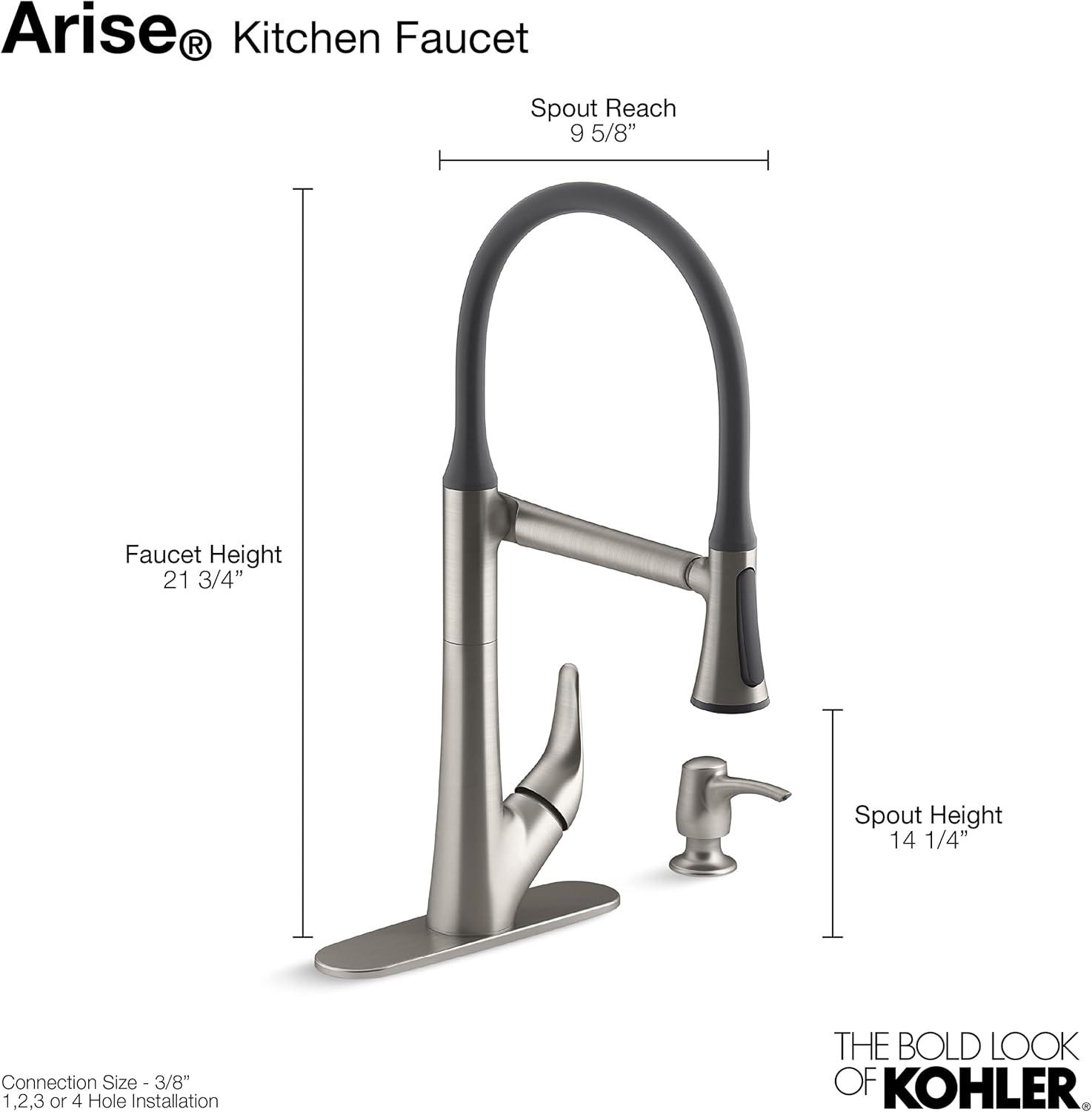 Polished Chrome Articulating Pull-Down Kitchen Faucet with Soap Dispenser