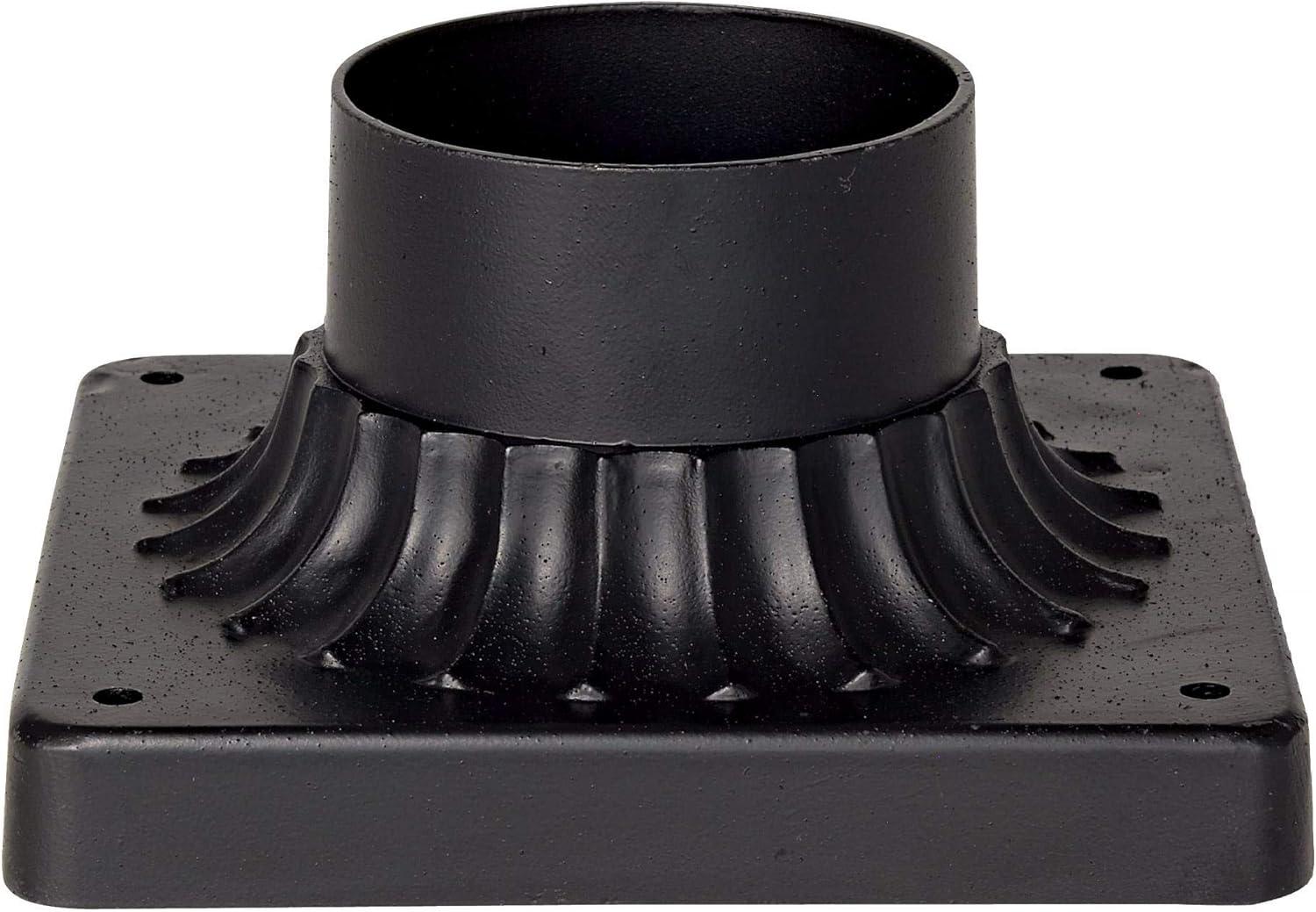 John Timberland Rustic Industrial Outdoor Post Light Mount Adapter Texturized Black Aluminum Fluted Base 5 3/4" for Exterior Barn Deck House Pantio