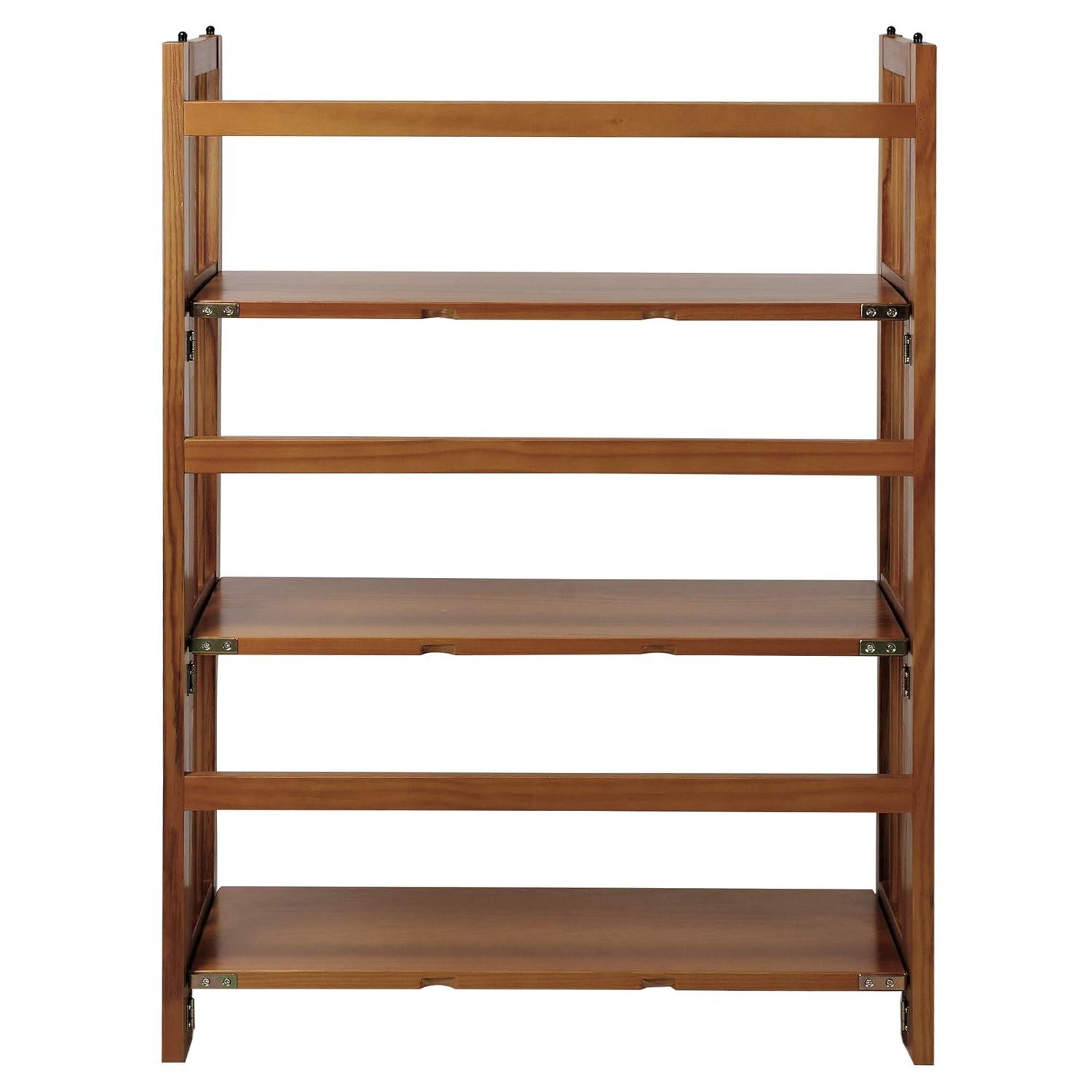 3 Shelf Folding Stackable Bookcase, 27.5" Wide, Espresso