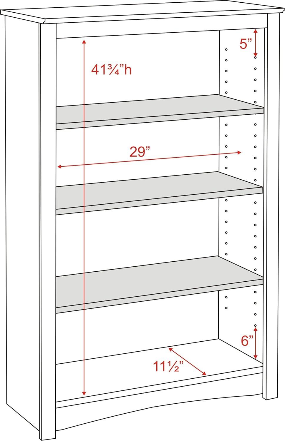 4 Shelf Bookcase Espresso - Prepac: Laminated Wood Composite, Metal Hardware, 80 lbs Capacity