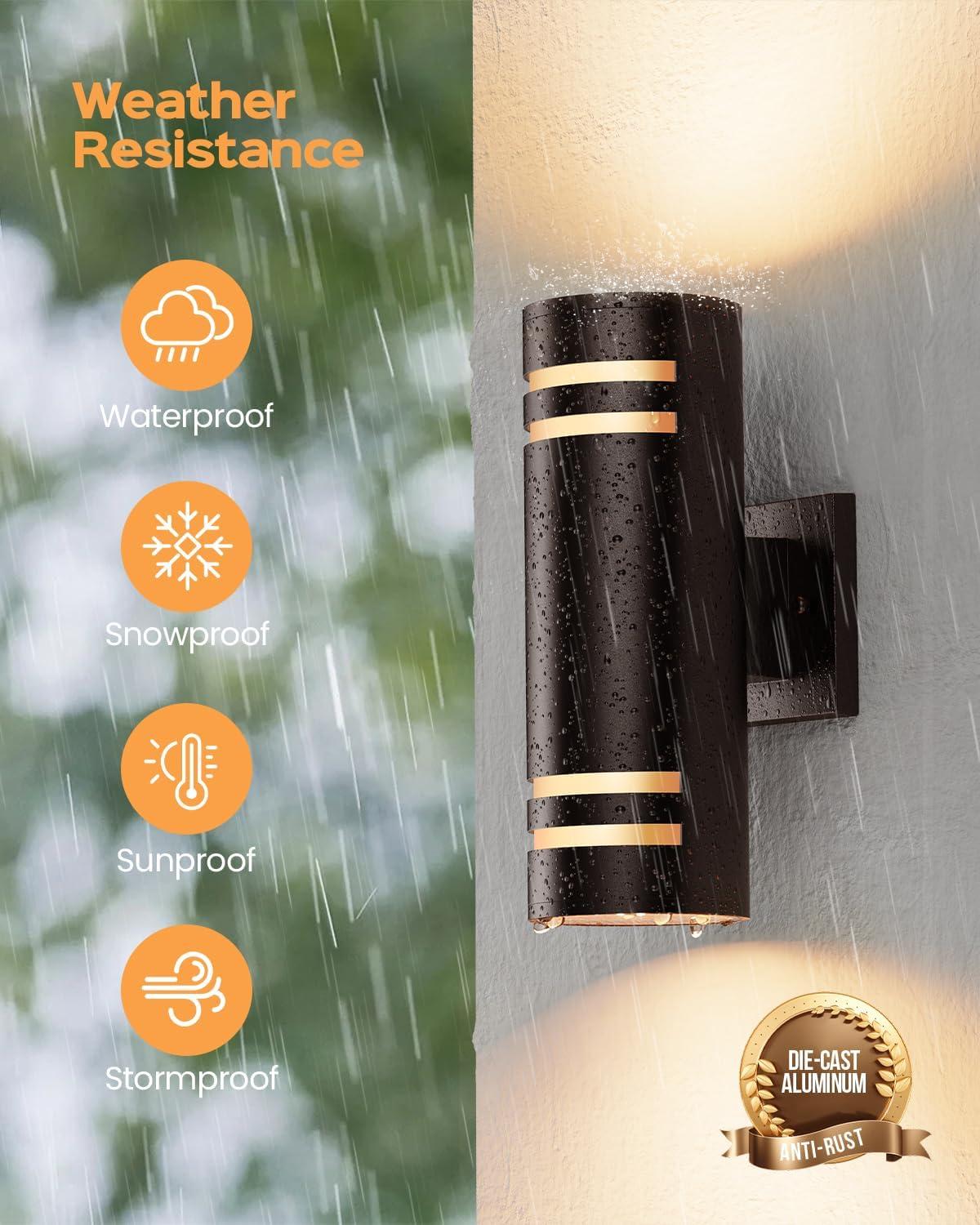 Dusk To Dawn Outdoor Lighting 2 Pack, Modern Outdoor Wall Lights Exterior ETL Listed, Oil Rubbed Bronze Cylinder Outdoor Sconce Lights, Waterproof Outside Lights For House Porch Garage