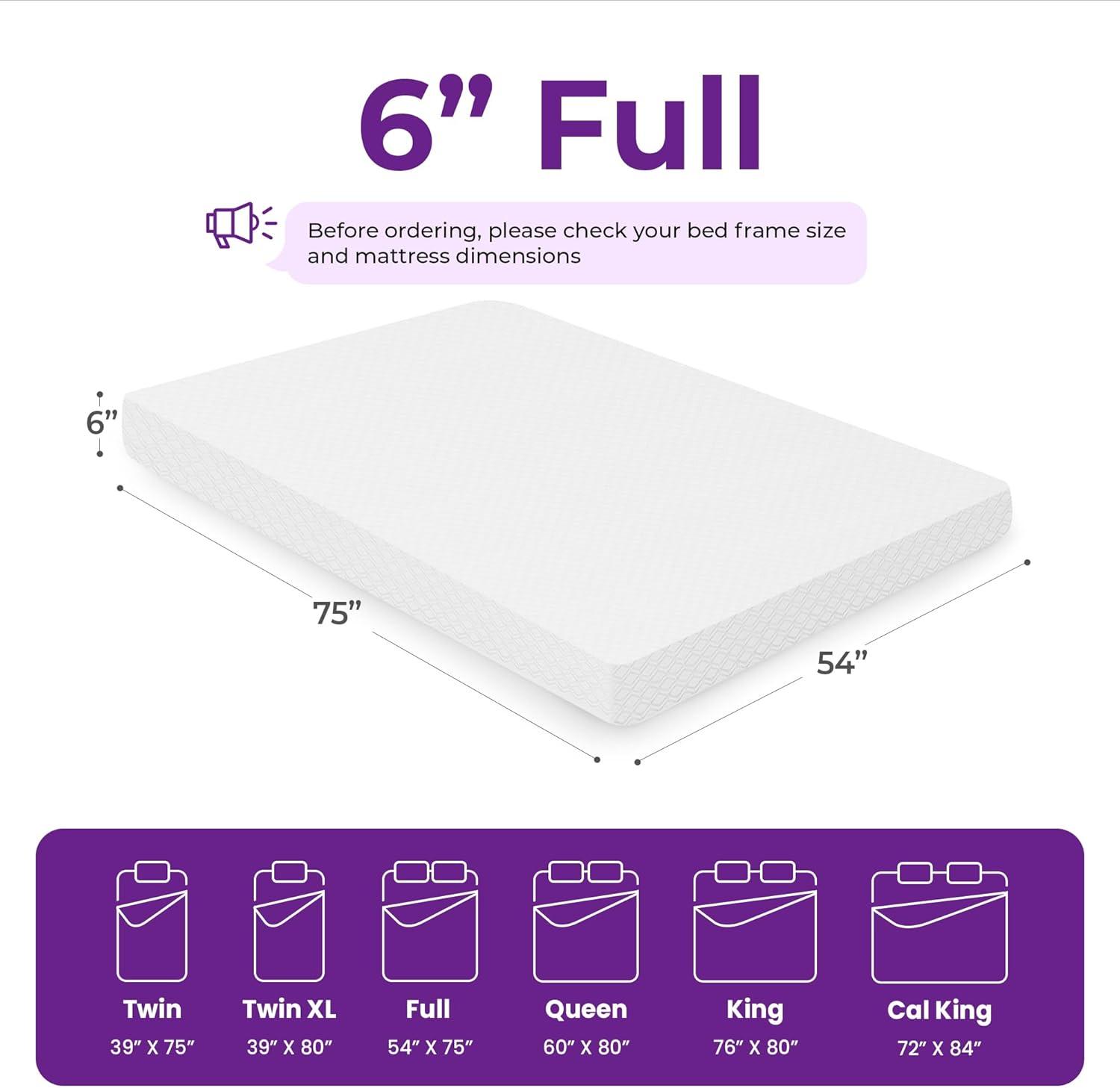 GAESTE 5" Cooling Gel Memory Foam Mattress in a Box Medium Firm Pressure Relief with Breathable Cover, Adult, Full