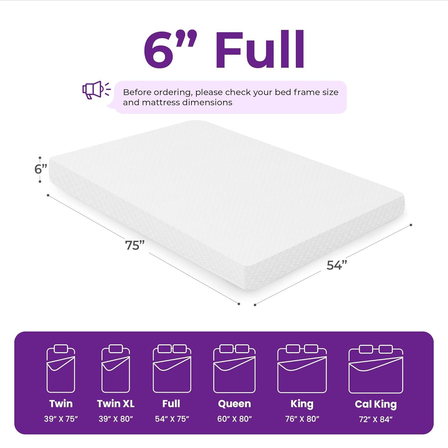 GAESTE 5" Cooling Gel Memory Foam Mattress in a Box Medium Firm Pressure Relief with Breathable Cover, Adult, Full
