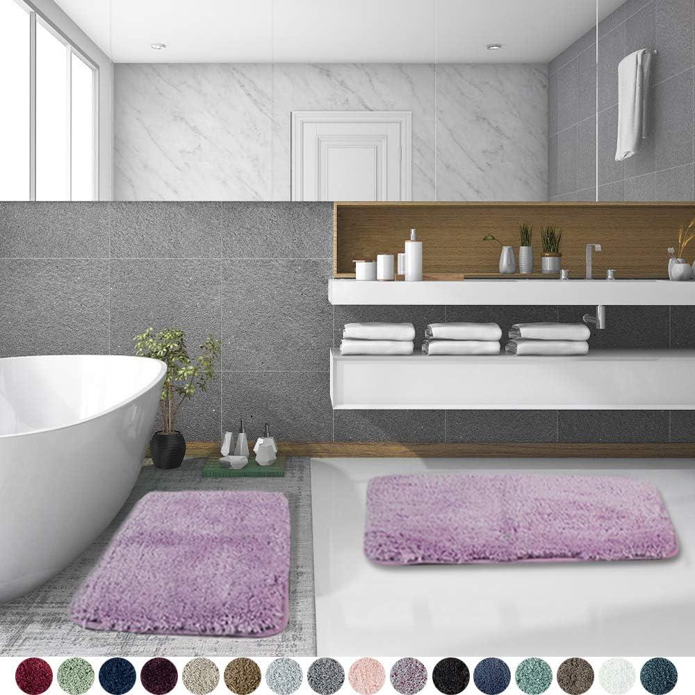 Walensee Shaggy 2 Piece Bath Rug Set, 20 x 32, Lavender Bath Mats for Bathroom and Shower, Machine Wash/Dry, Absorbent, Non-Slip Plush Rug Sets