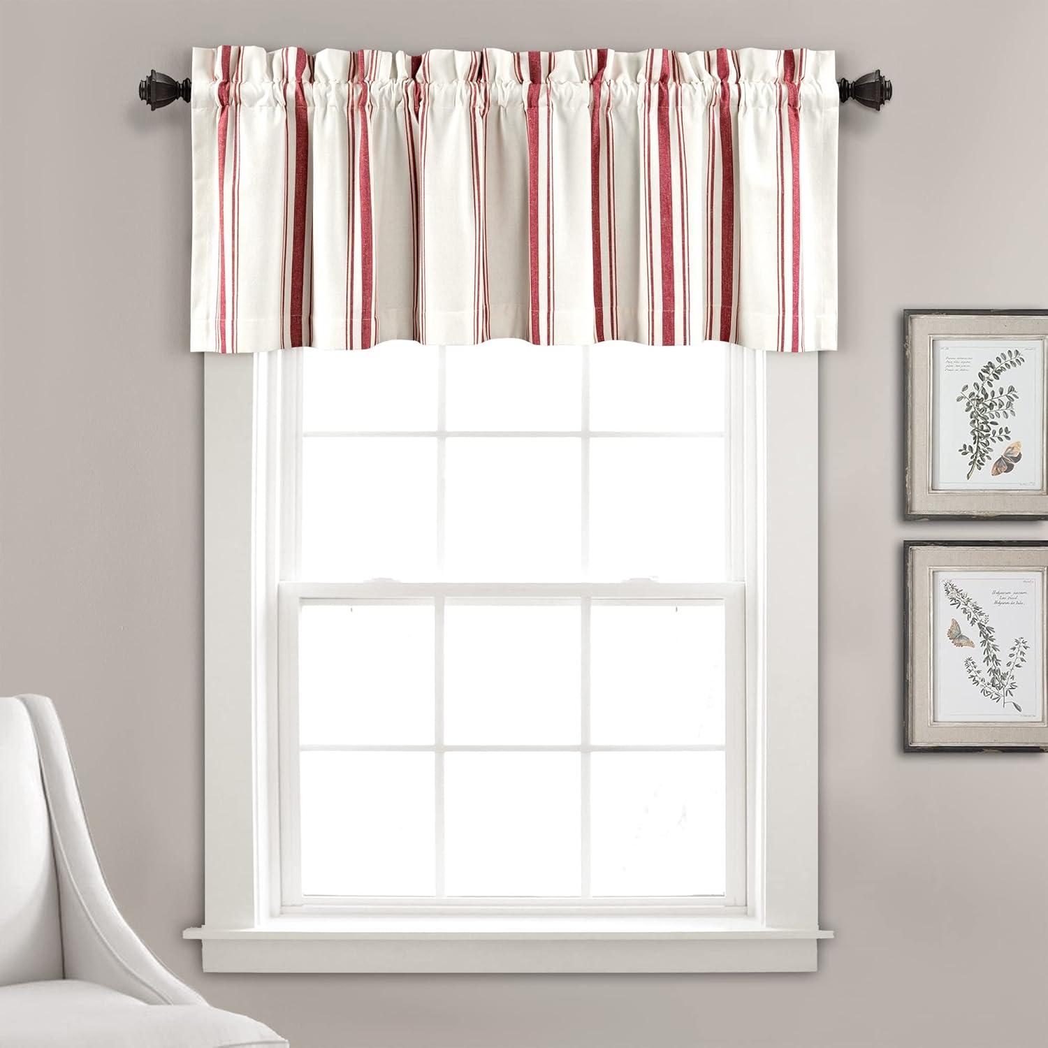 Lush Decor Farmhouse Stripe Striped Ruffled 52'' W Window Valance