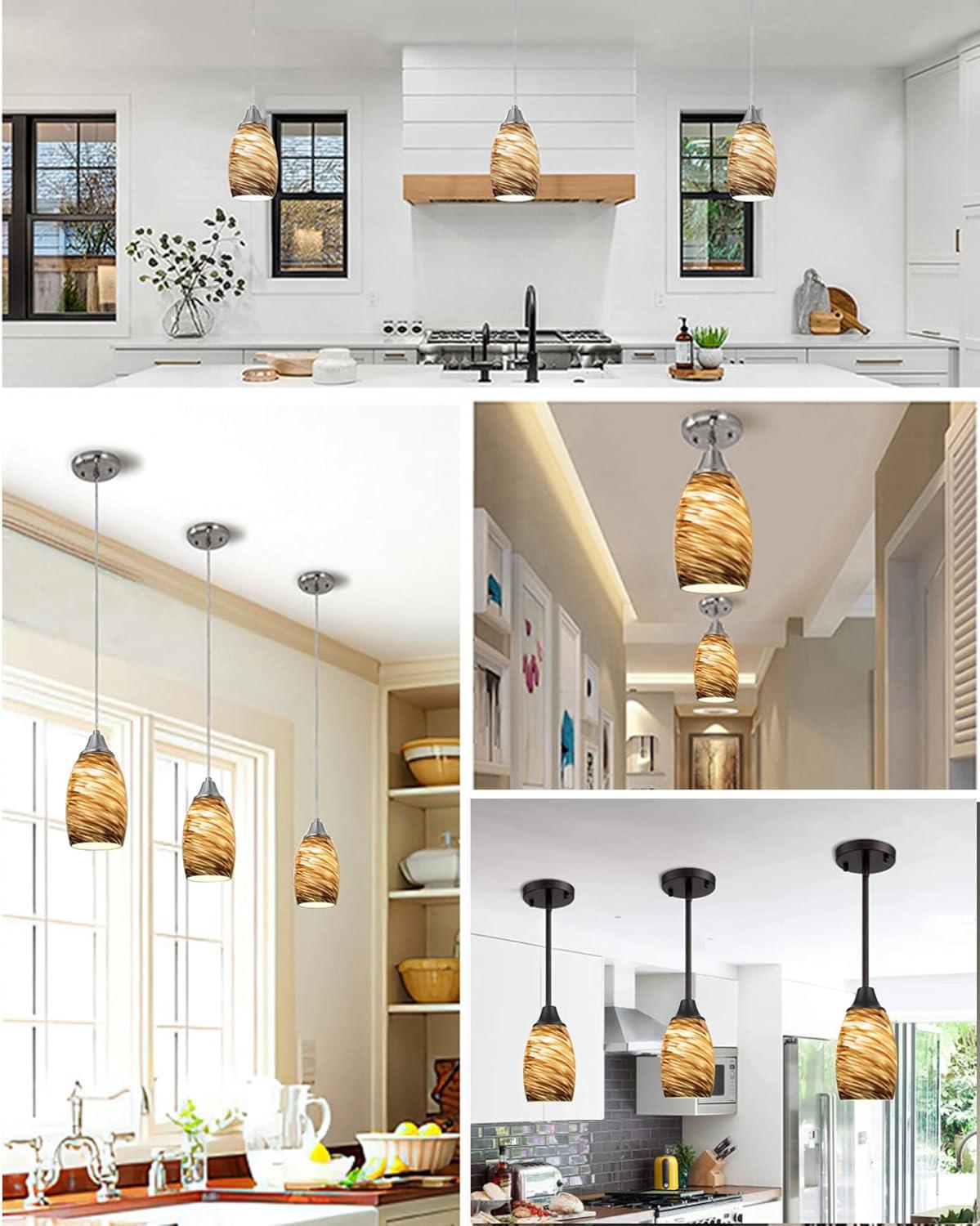 Oval Glass Lamp Shade Only Art Glass Lamp Covers Light Fixture Replacement for Kitchen Island Mini pendant Ceiling Lights Chandelier Hand Blown Glass Shade Replacement (Brown and Blue）