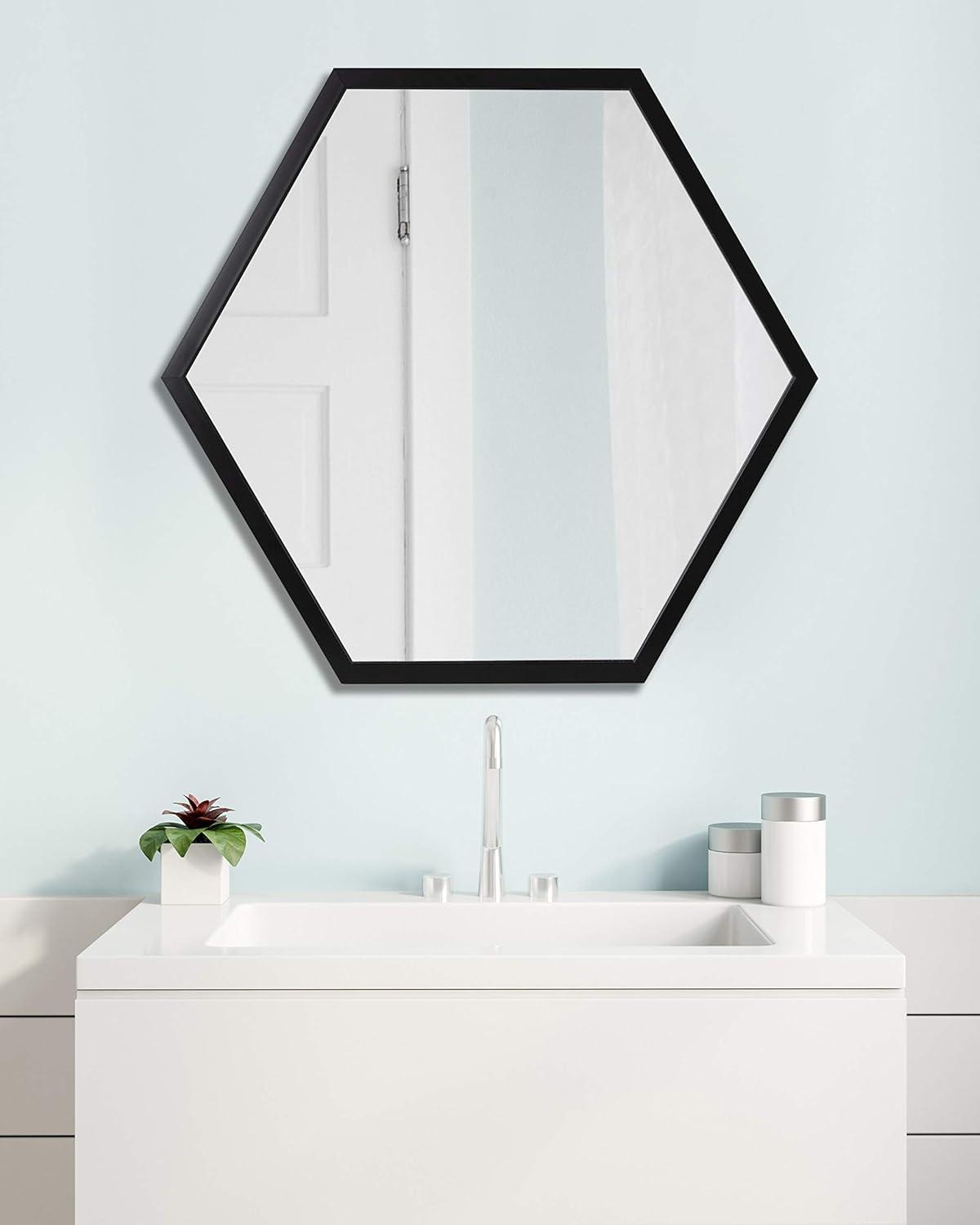 24&#34; x 26&#34; Laverty Hexagon Wall Mirror Black - Kate &#38; Laurel All Things Decor