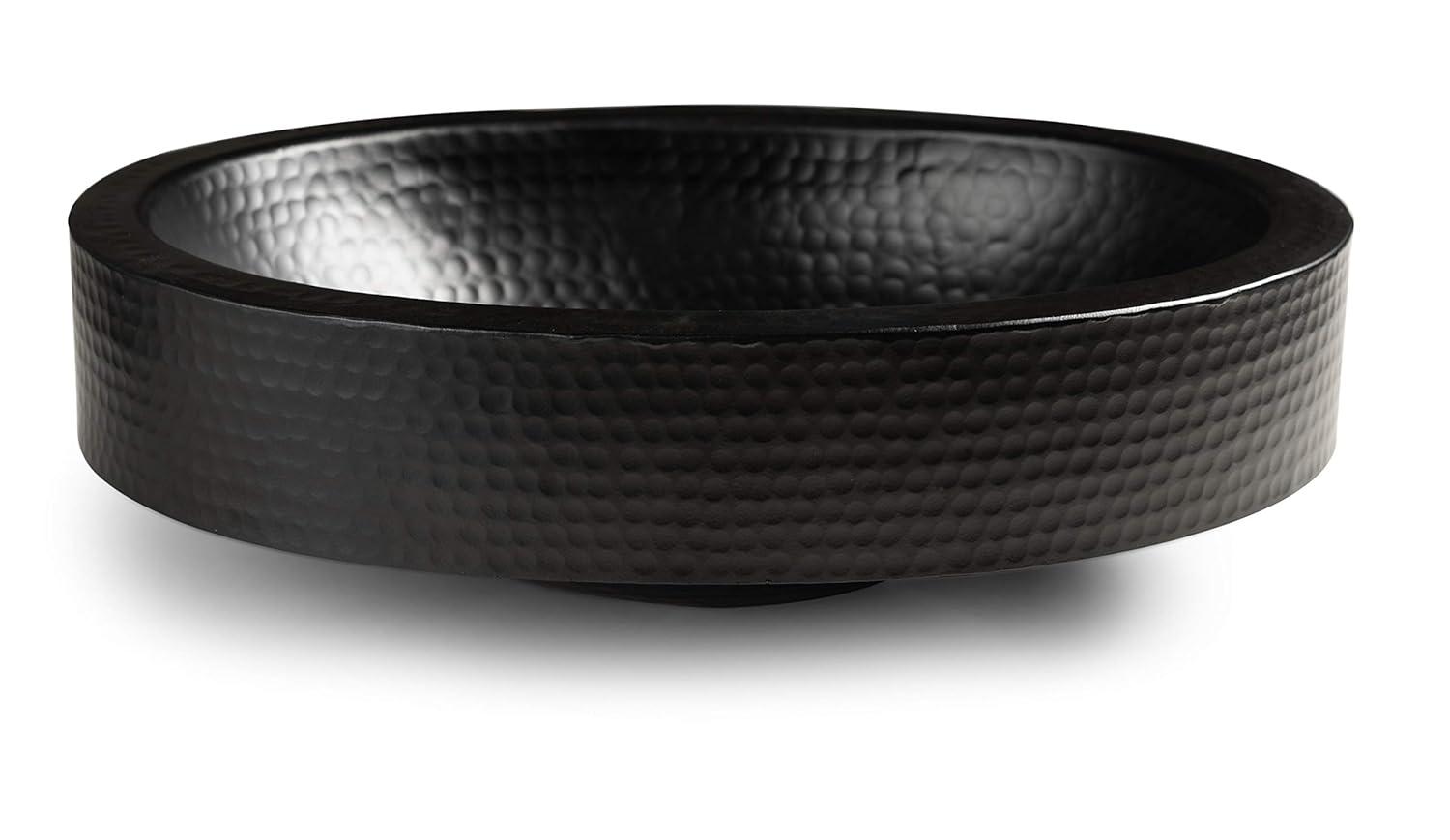 Matte Black Hand Hammered Oval Vessel Sink, 17 inches