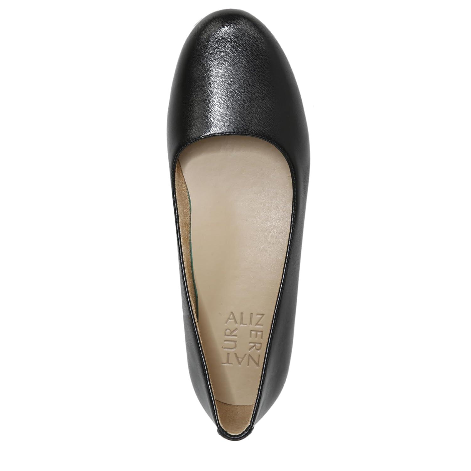 Maxwell 7.5 Black Leather Ballet Flat with Advanced Cushioning