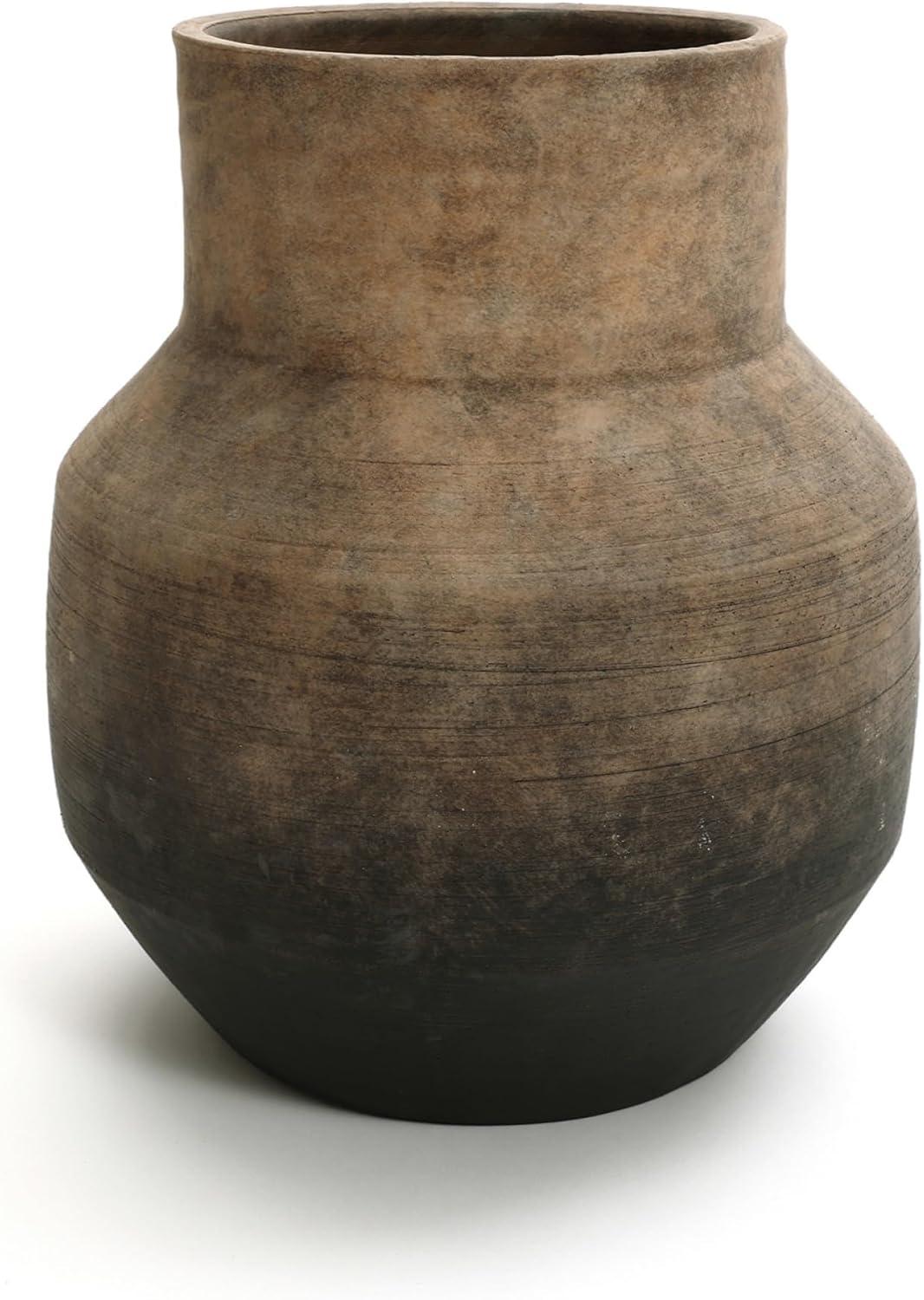 LuxenHome Brown Ombre Terracotta 11.4-Inch Round Vase