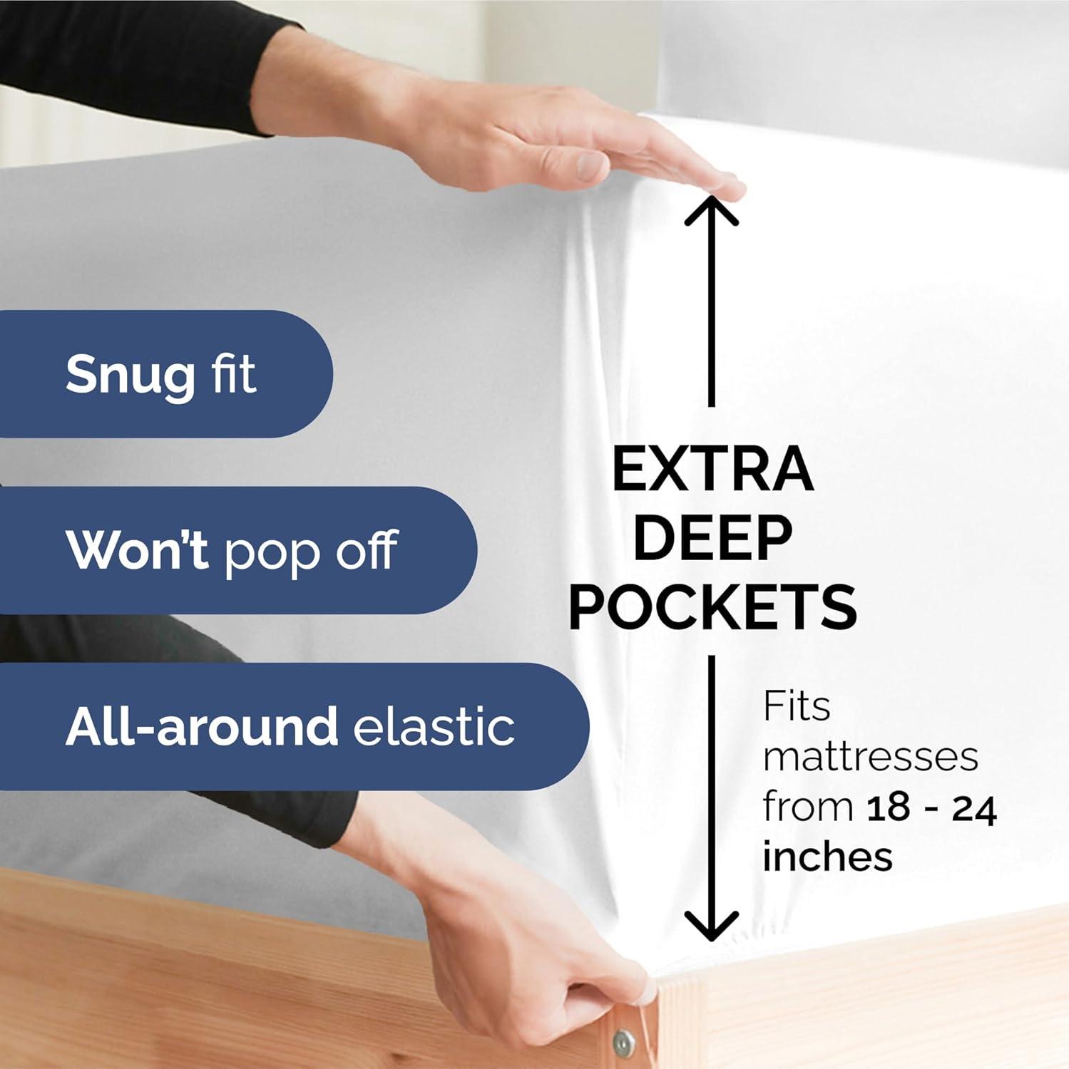 CGK Linens Extra Deep Pocket luxury Sheet Set - Solid Ultra Soft & Cooling Sheet Sets