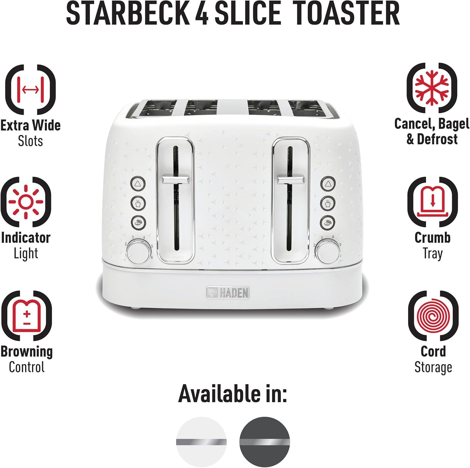 HADEN Starbeck White 4-Slice Toaster