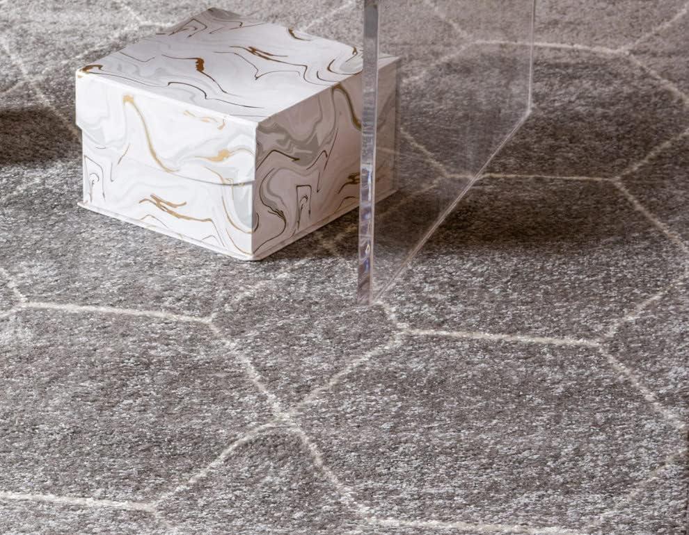 Unique Loom 6' 0 x 6' 0 Trellis Frieze Geometric Light Gray Area Rug