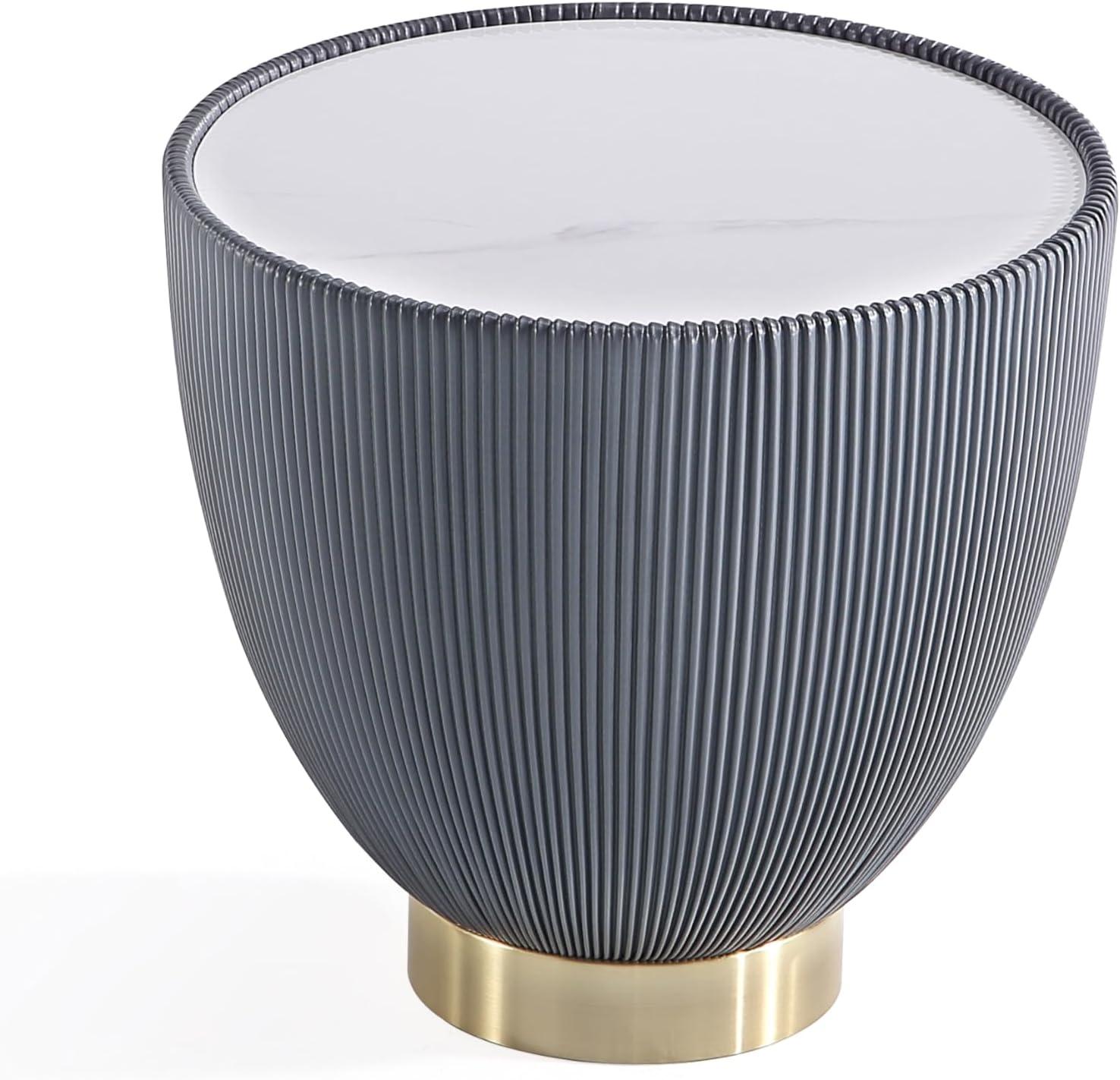 Manhattan Comfort 3pc Anderson Leatherette Upholstered Coffee Table and End Table Set Cream/Gray