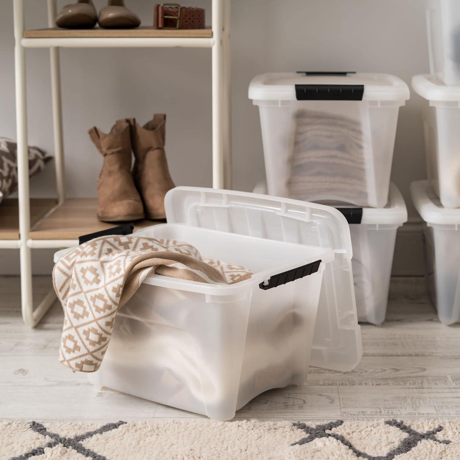 32 Qt./8 Gal. Plastic Storage Boxes with Latching Lids in Black