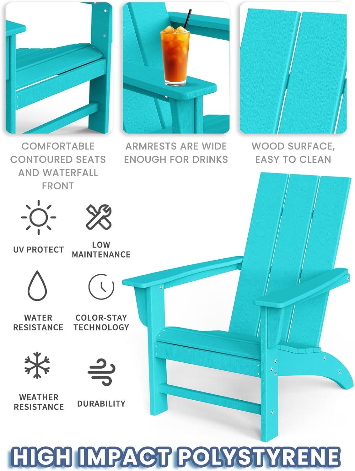 Modern Adirondack High-Density Polyethylene (HDPE) Outdoor Adirondack Chair