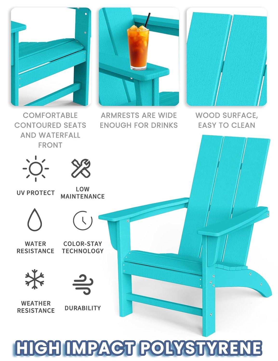 Modern Adirondack High-Density Polyethylene (HDPE) Outdoor Adirondack Chair