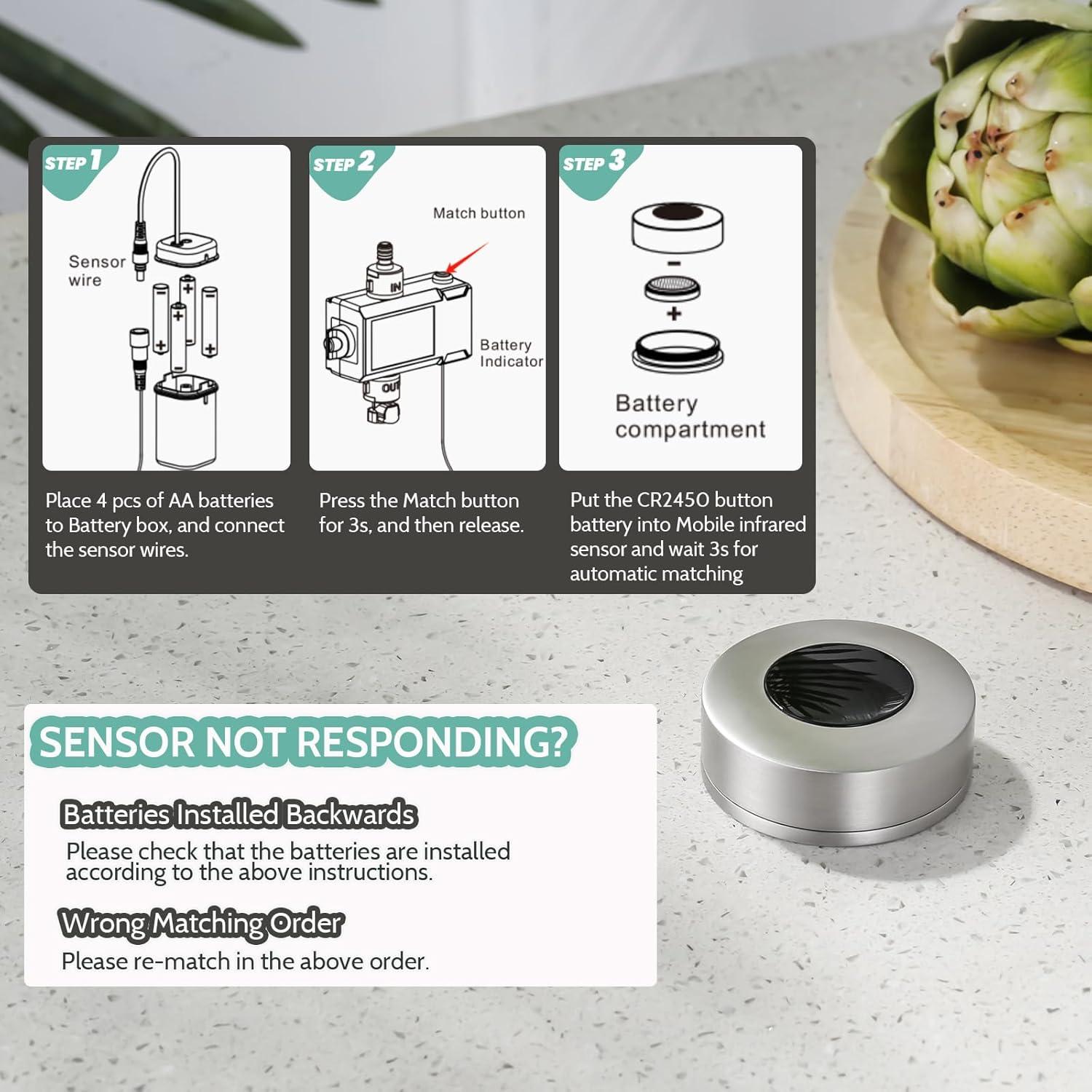 ARCORA Automatic Smart Mobile Motion Sensor Kitchen Sink Faucet with 3 Modes Pull-Down Sprayer AR7100301-MS