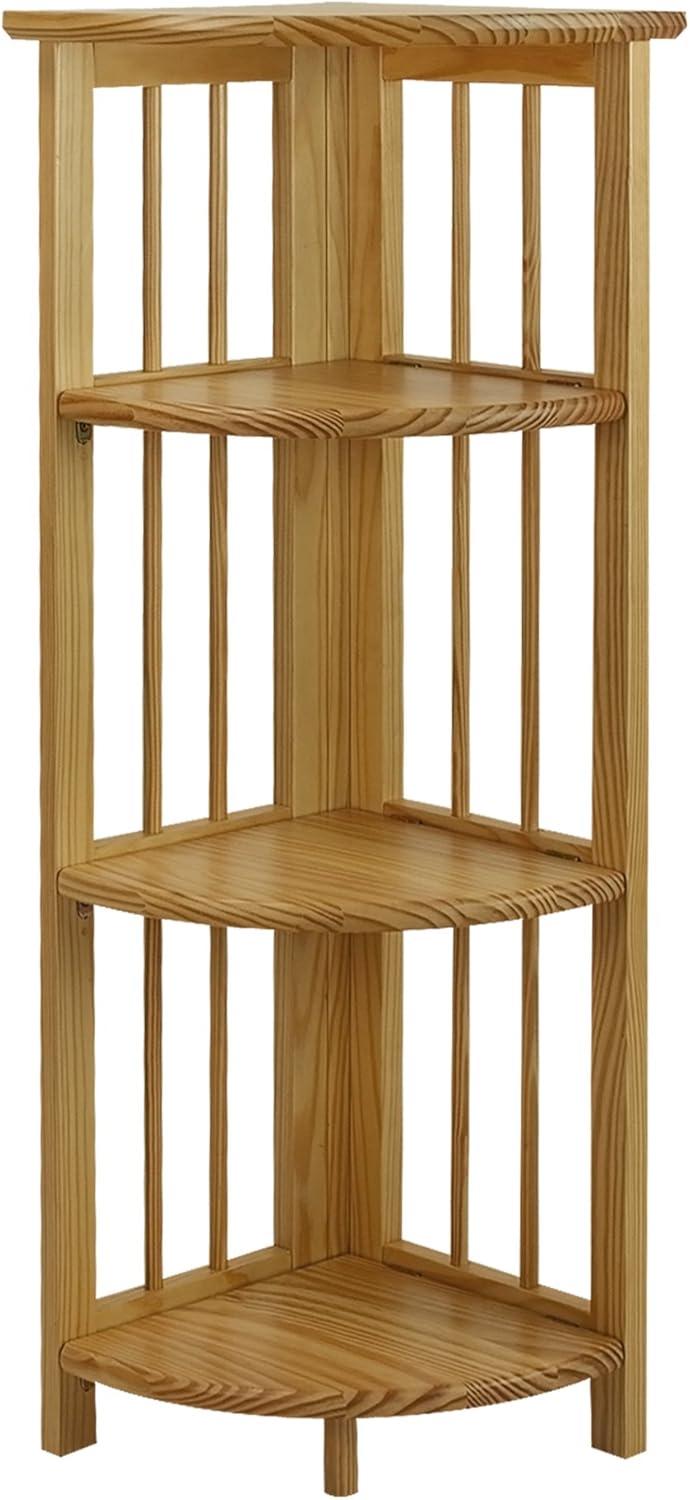 Casual Home 4-Shelf Corner Folding Bookcase-Color:Natural