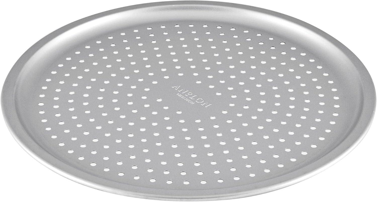 14-Inch Silver Aluminized Steel Perforated Pizza Pan