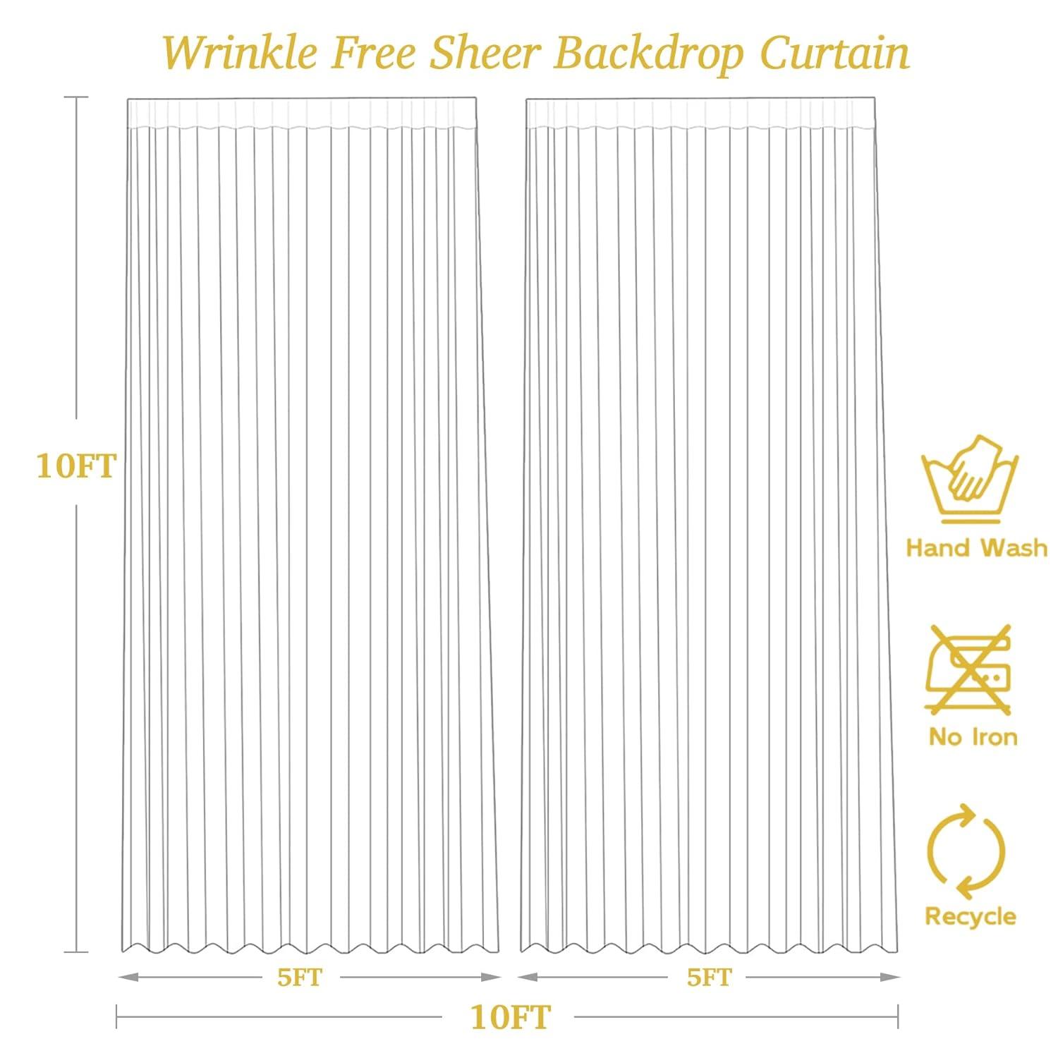 10x10ft White Backdrop Curtain for Parties Wrinkle Free Wedding Baby Curtain Backdrops for Birthday Party