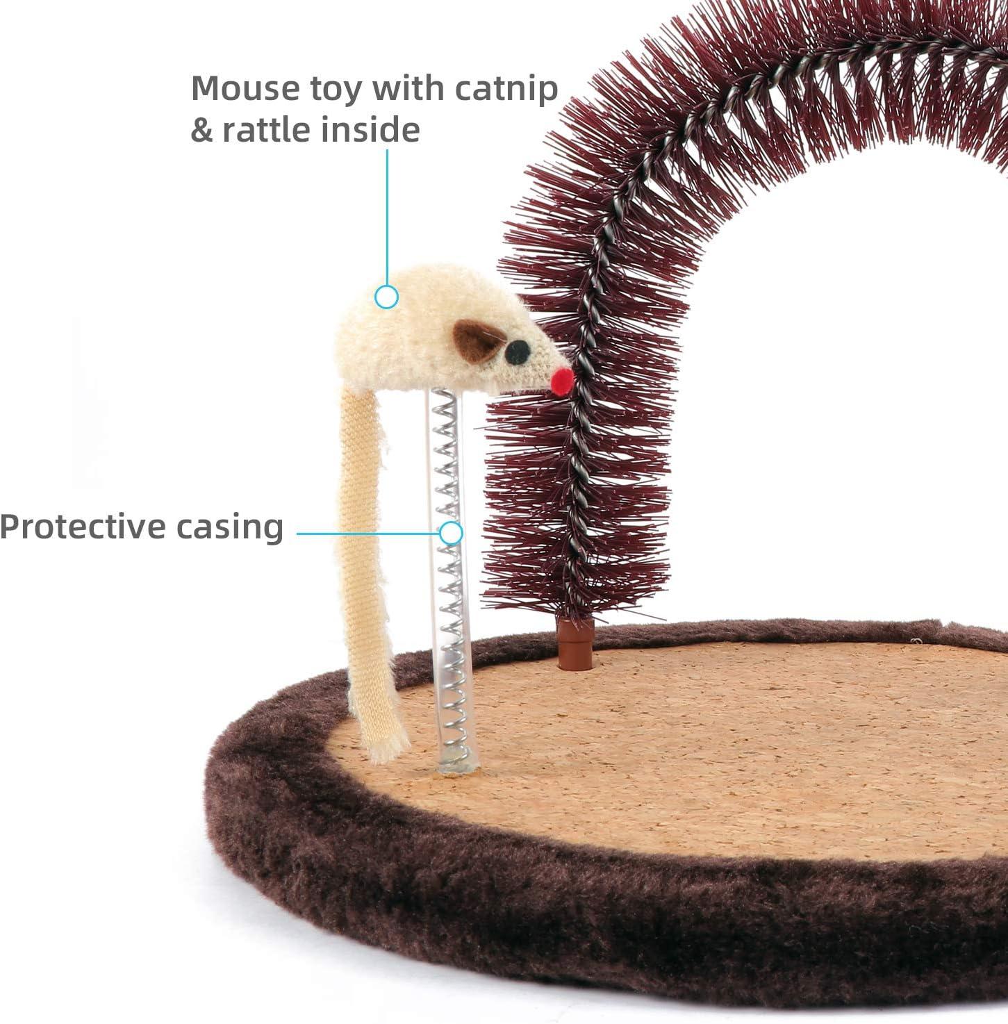 Large Cork and Plush Cat Grooming Arch with Scratching Pad