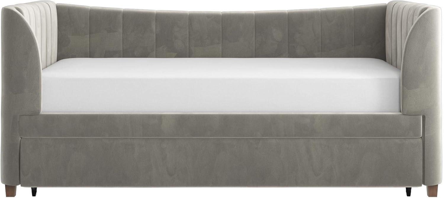 Elegant Gray Velvet Twin Daybed with Tufted Trundle