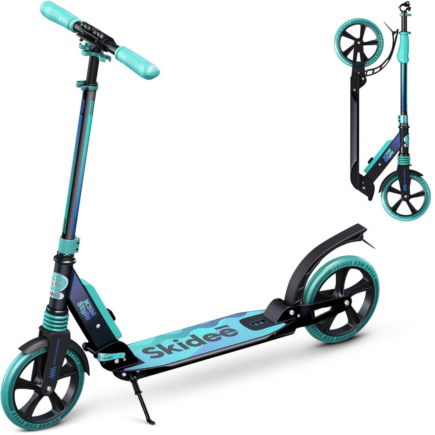 Skidee Scooter for Kids, Teens, Adults, 4 Adjustment Levels, Handlebar Up to 41 Inches, Red